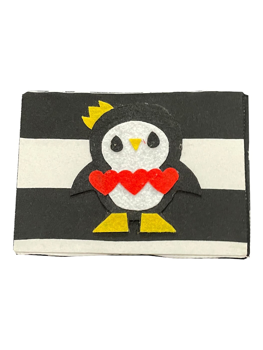 

Kids Clan Unisex Kids Black & White Striped Penguin Applique Two Fold Wallet