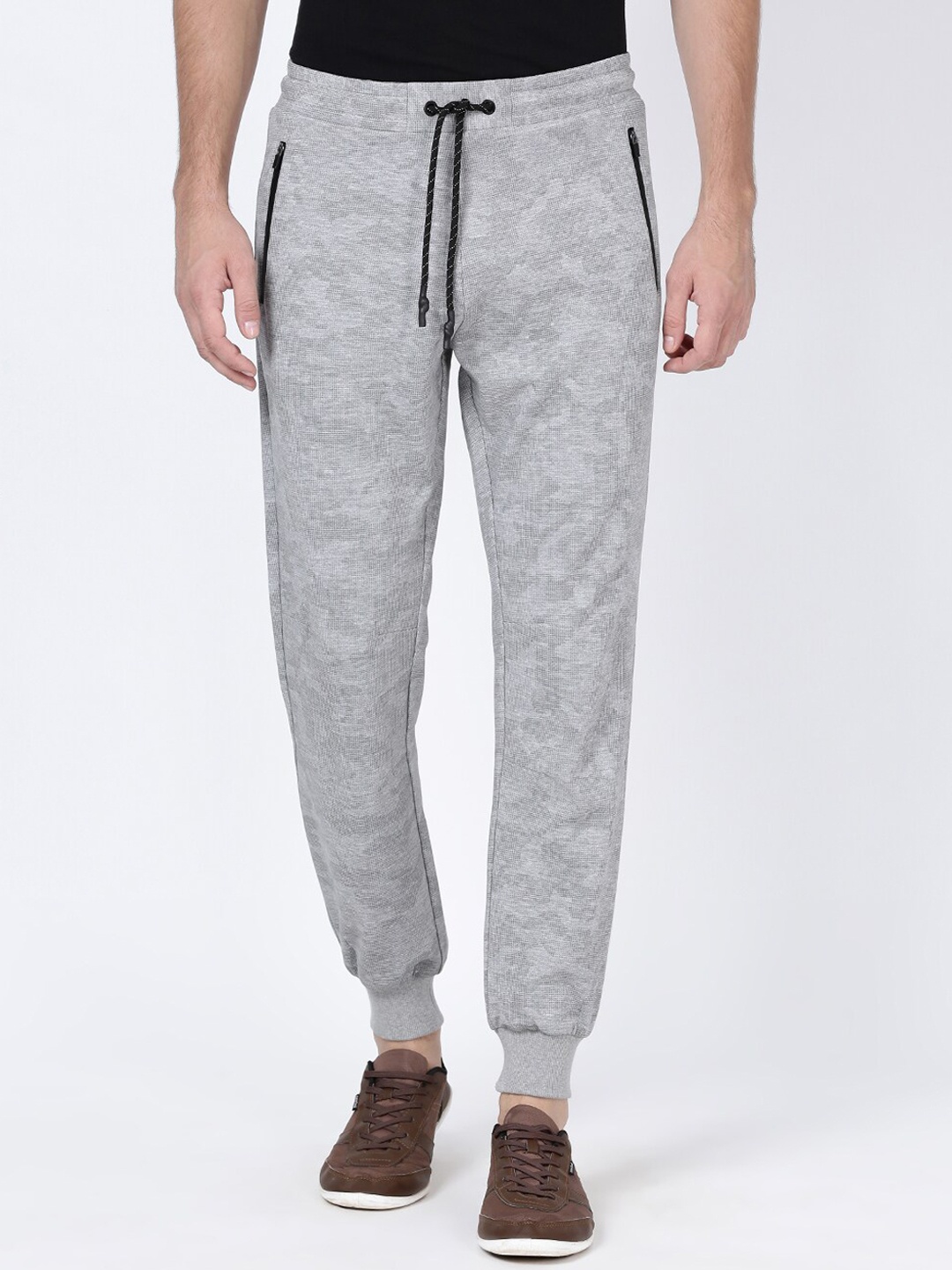 

t-base Men Grey Printed Cotton Joggers