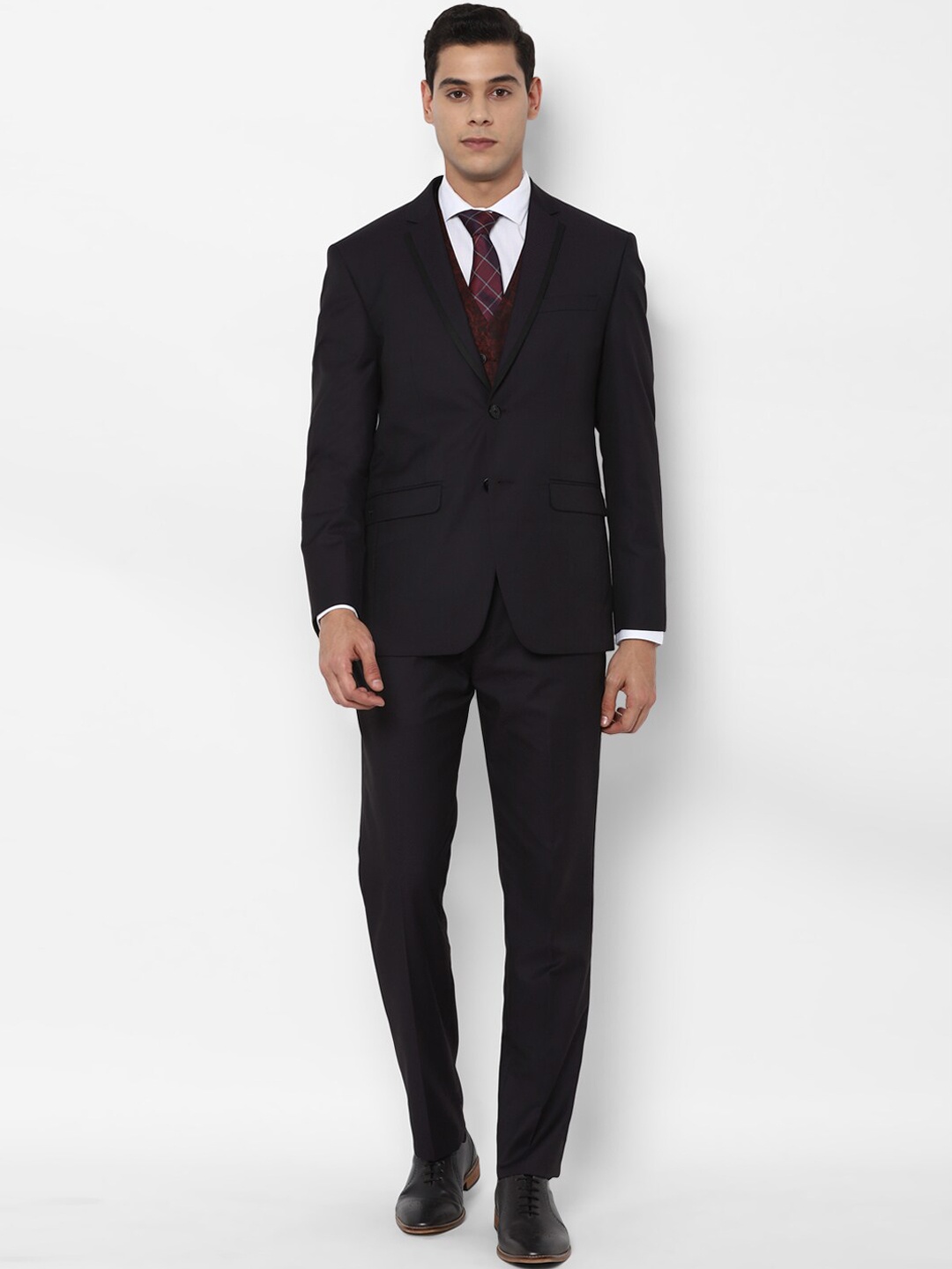 

Allen Solly Men Black Slim-Fit Single-Breasted 3-Piece Suit