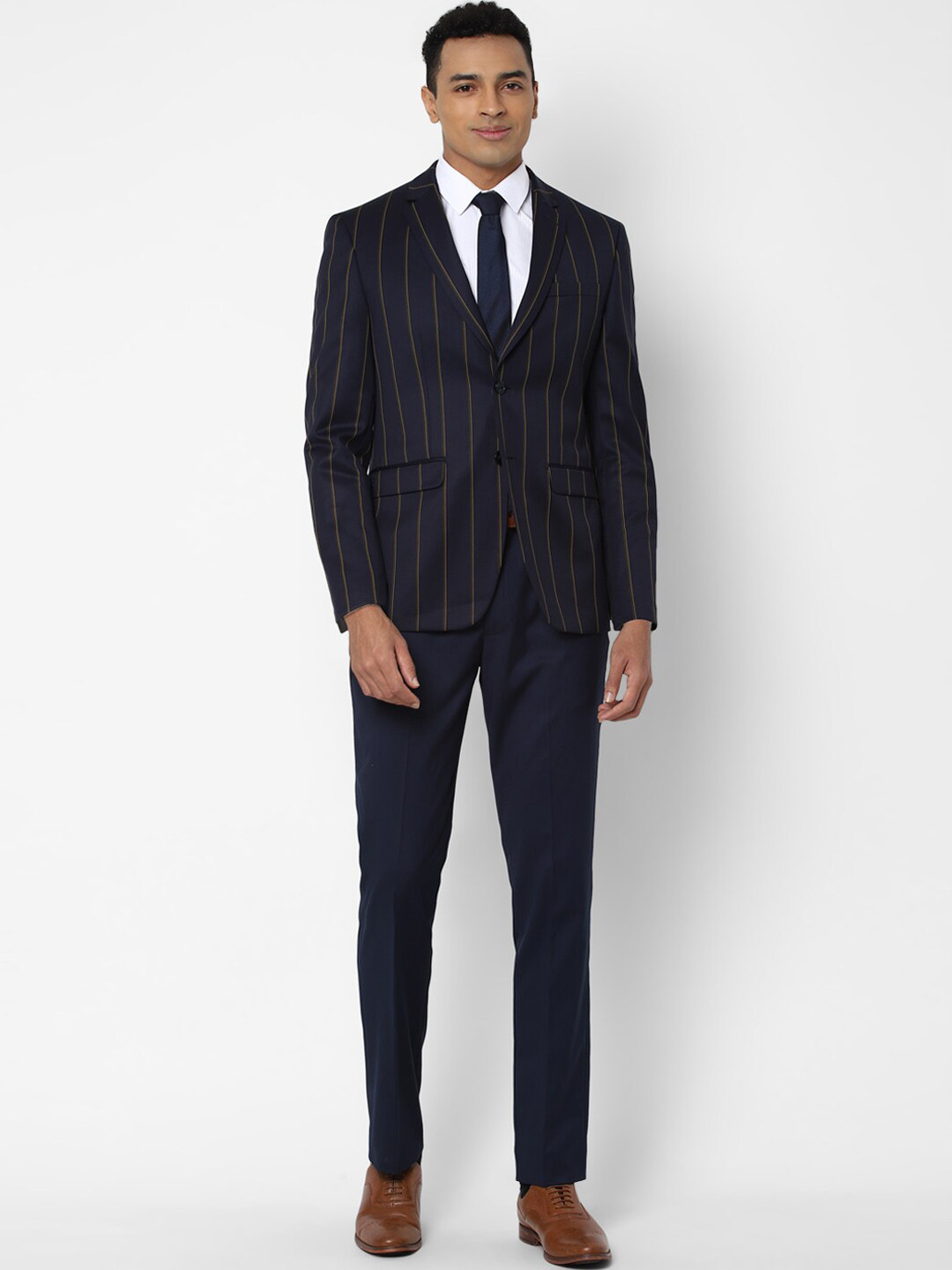 

Allen Solly Men Navy Blue Two Piece Suit