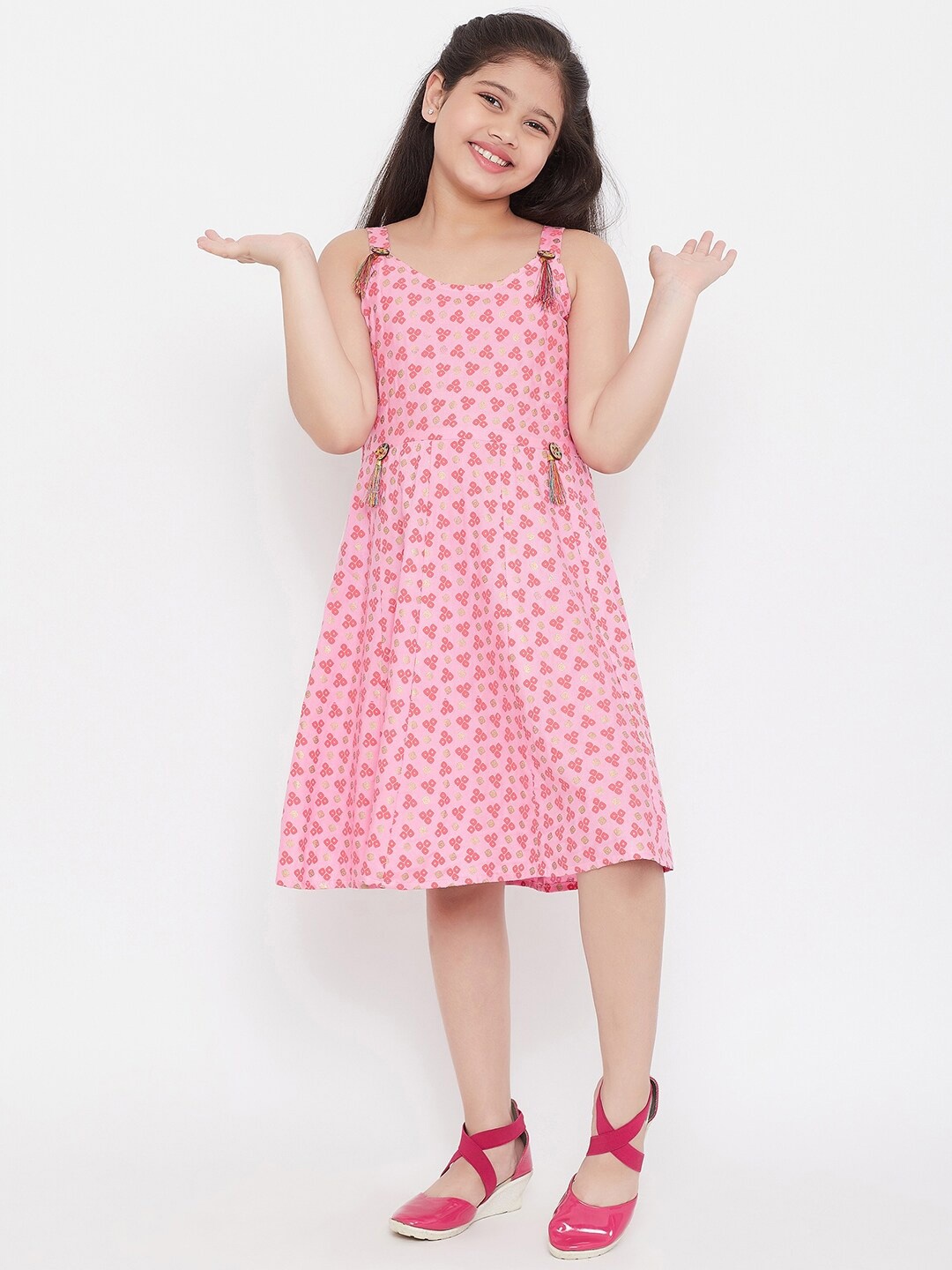 

KYDZI Pink Printed A-Line Dress