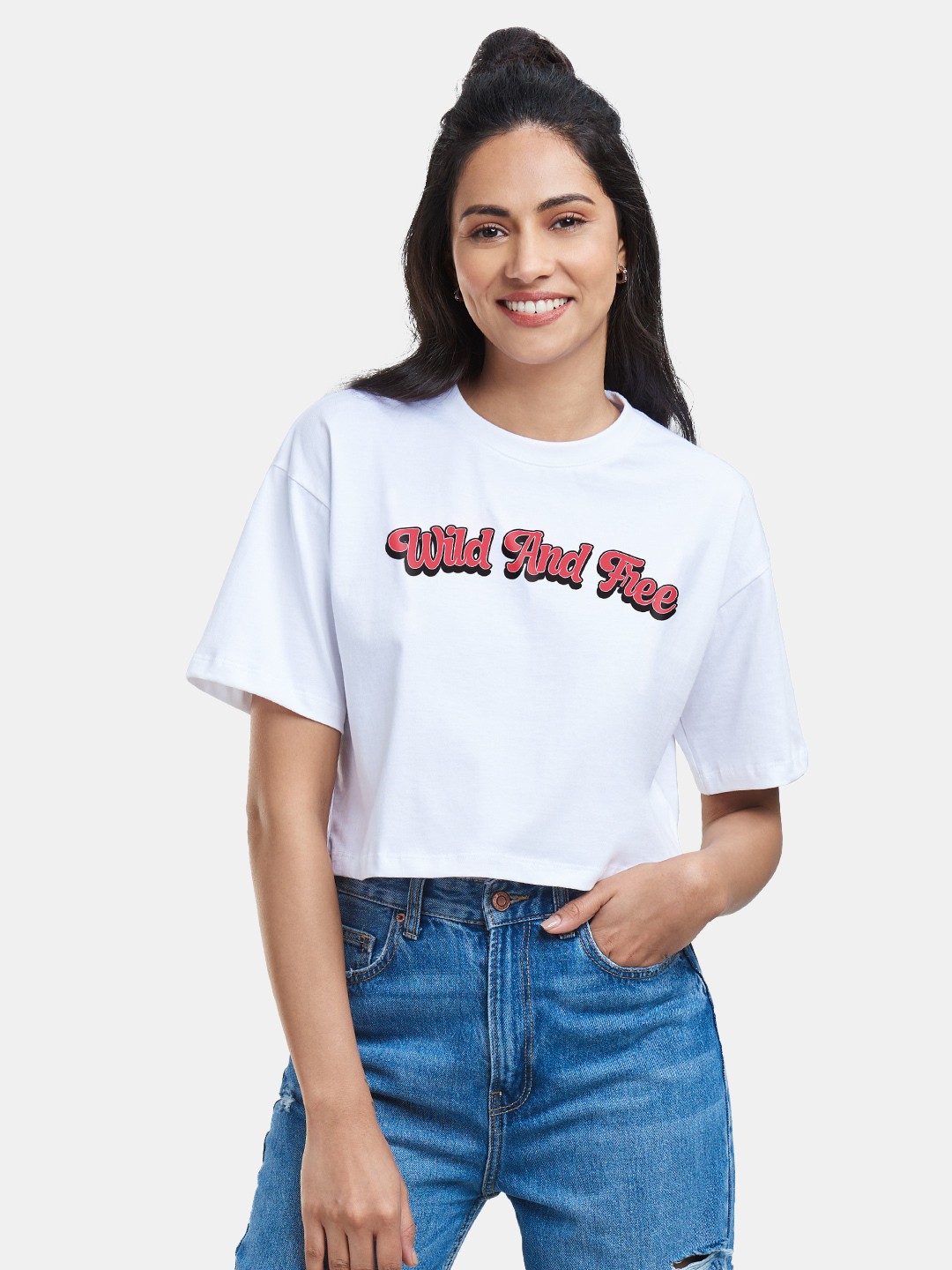 

The Souled Store Women White & Red Typography Printed Oversized T-shirt