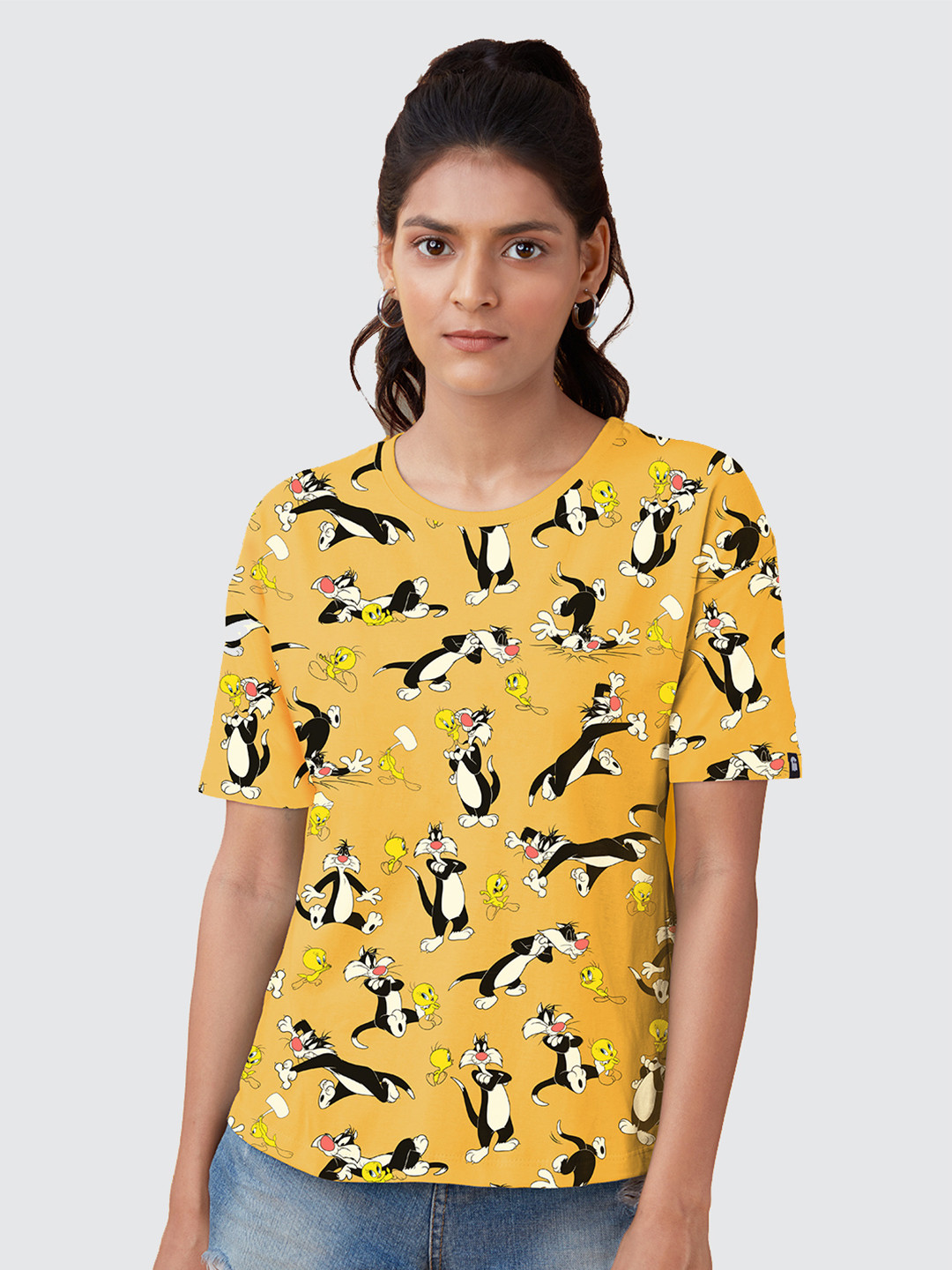 

The Souled Store Women Yellow Printed Pockets T-shirt