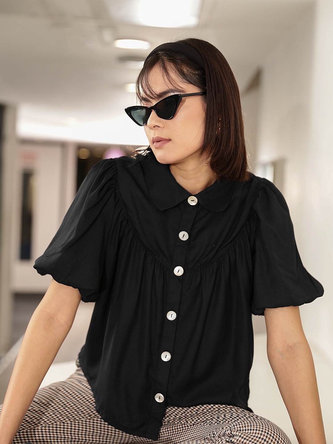 

Basics By Tokyo Talkies Black Shirt Style Top