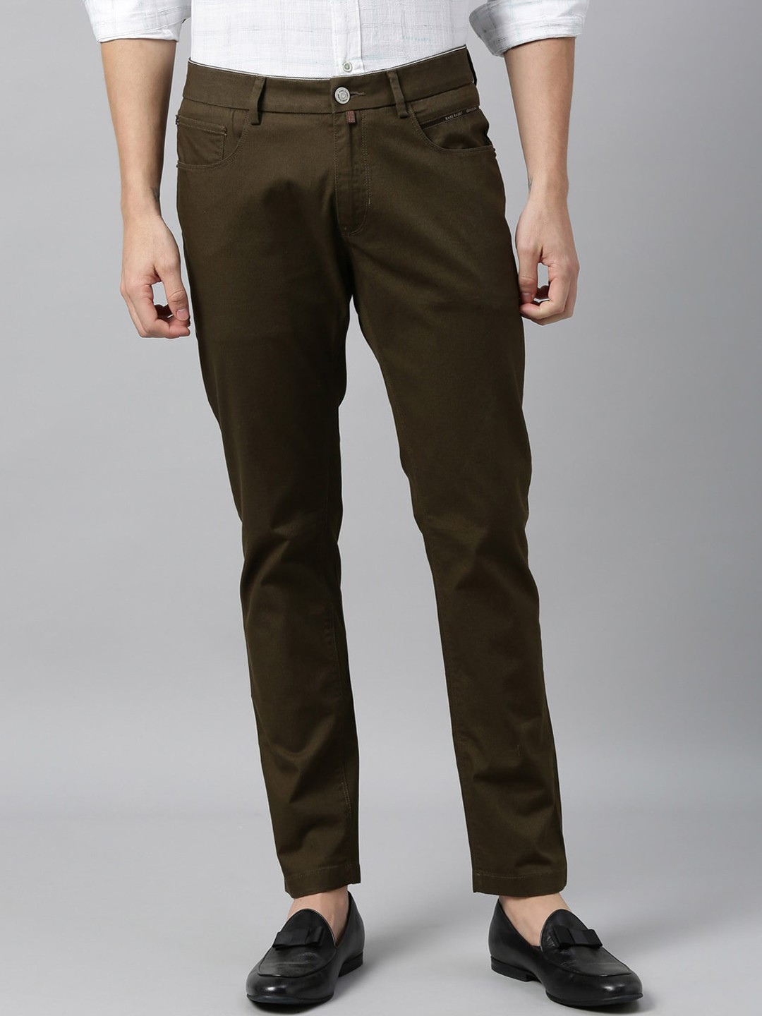 

RARE RABBIT Men Olive Green Slim Fit Jeans