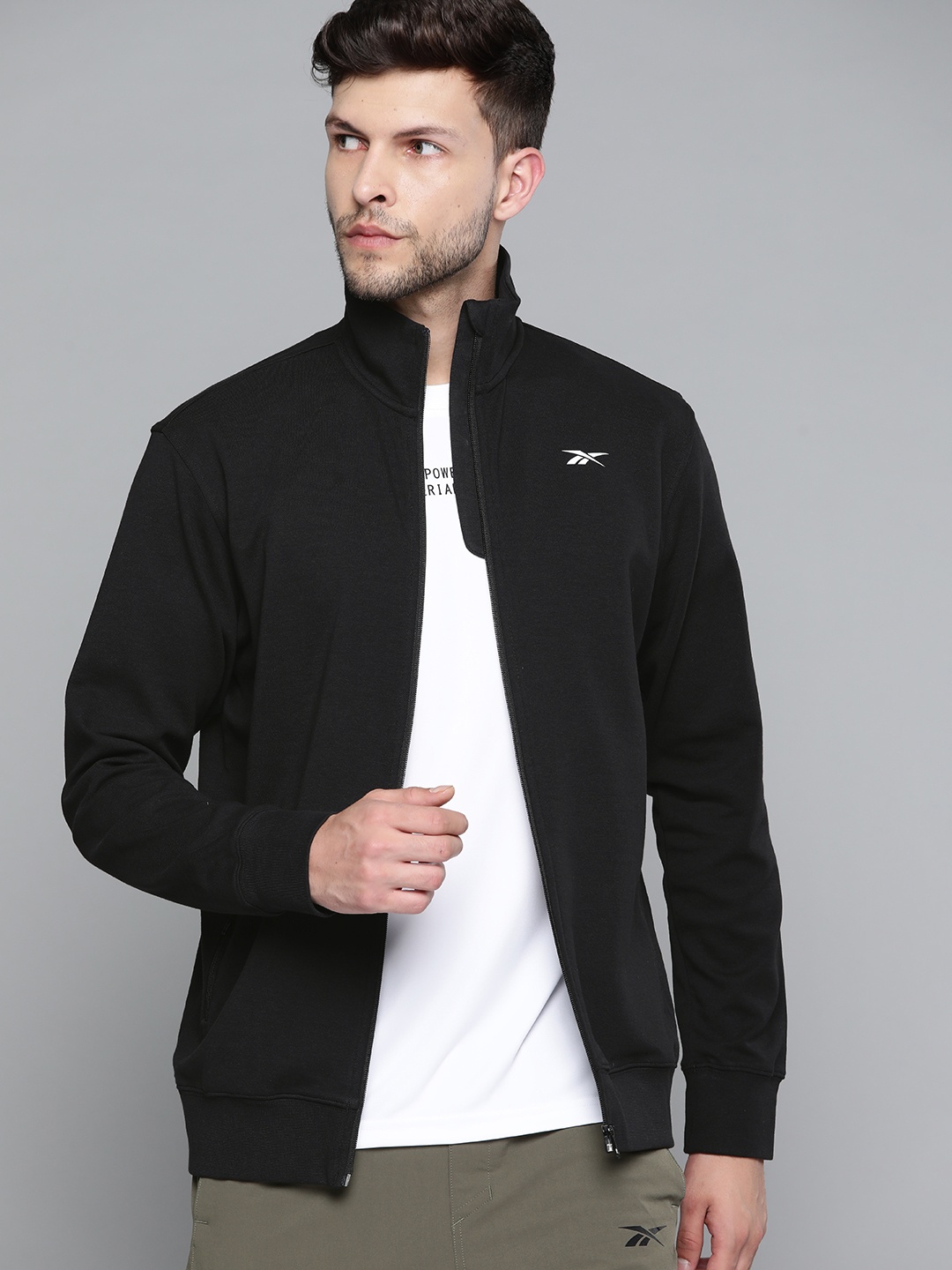 

Reebok Men Black Solid Training Sporty Jacket