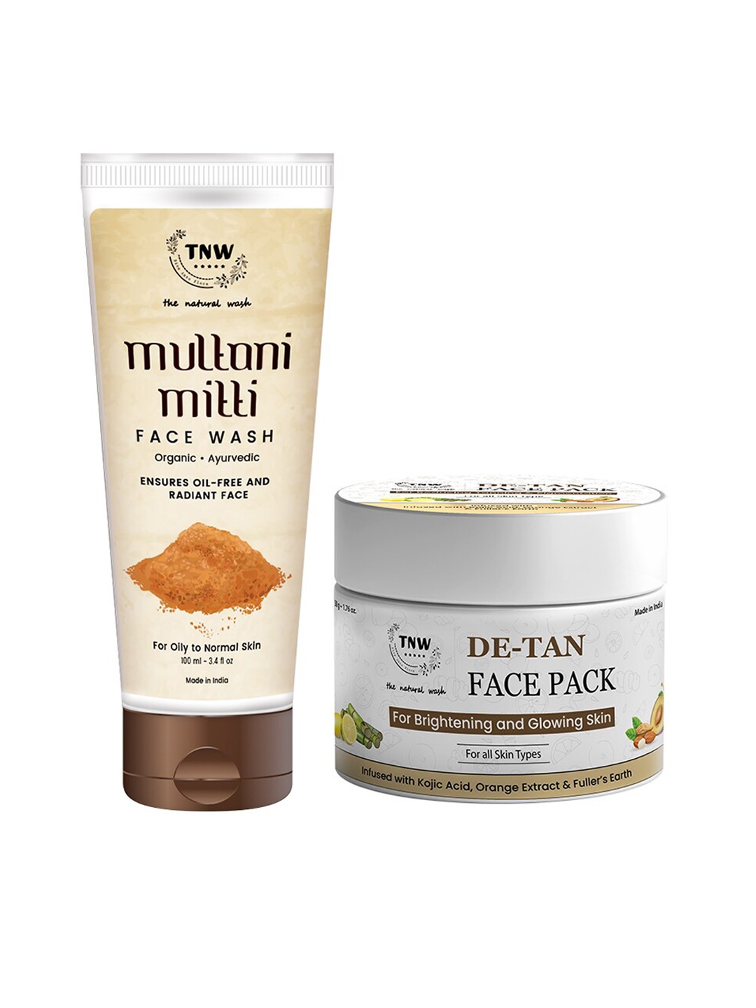 

TNW the natural wash Set of De-Tan Face Pack & Multani Mitti Face Wash, Off white