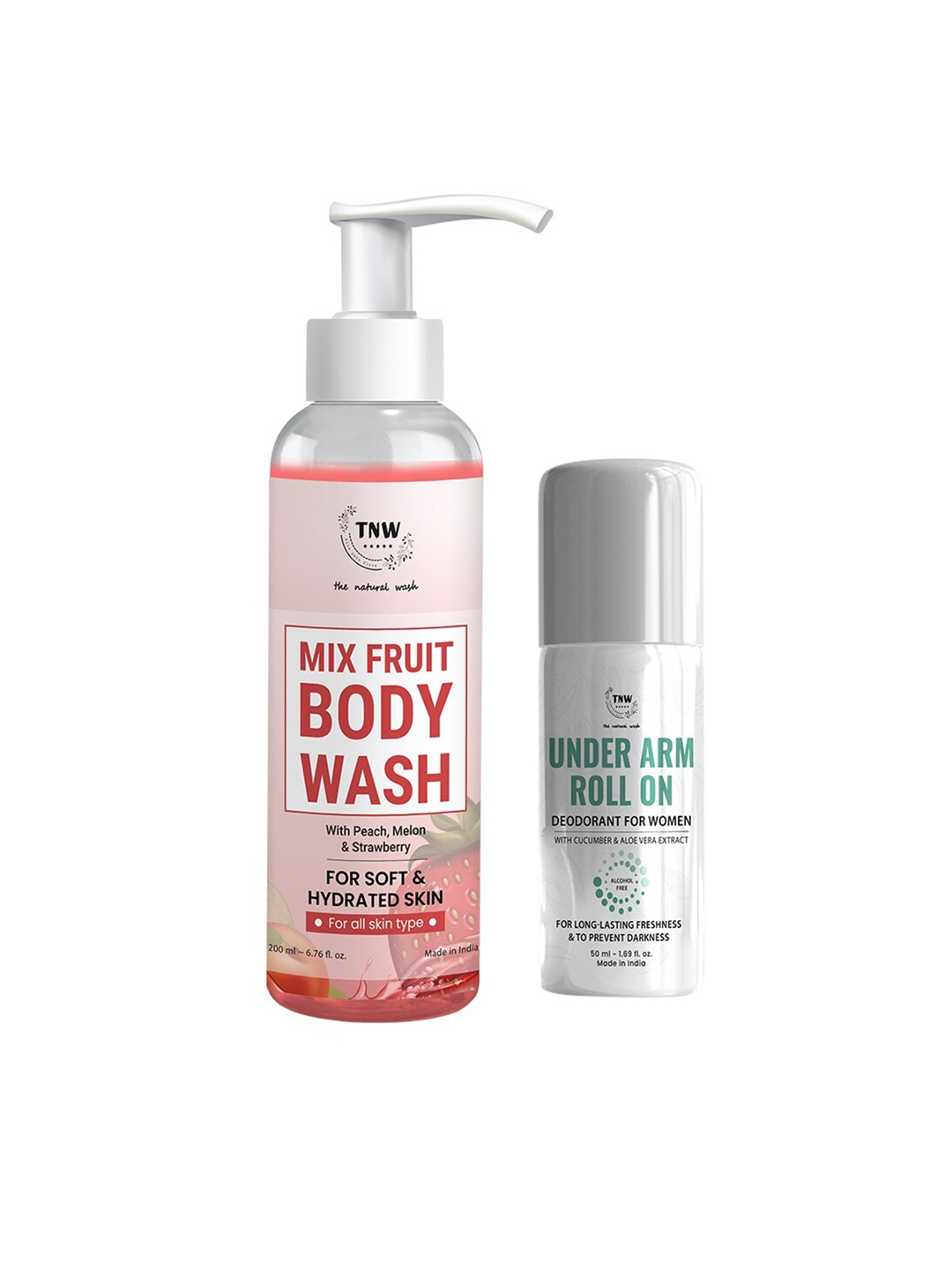 

TNW the natural wash Set of Under Arm Roll On & Mix Fruit Body Wash, Off white