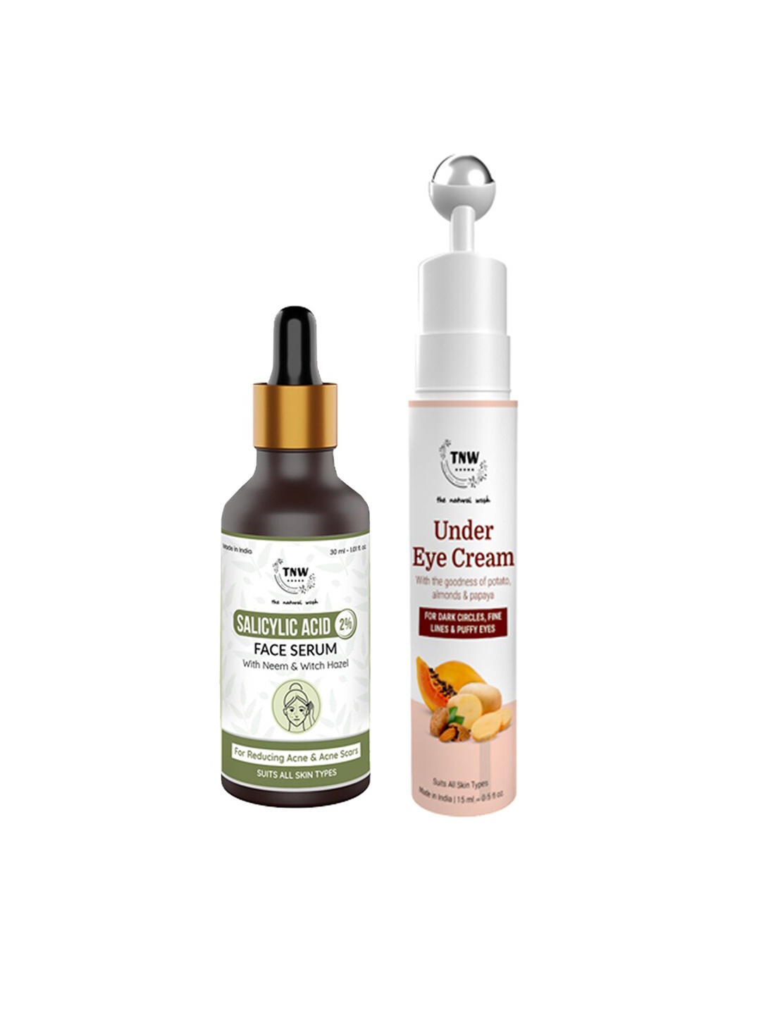 

TNW the natural wash Set of Salicylic Acid Face Serum & Under Eye Cream, Off white