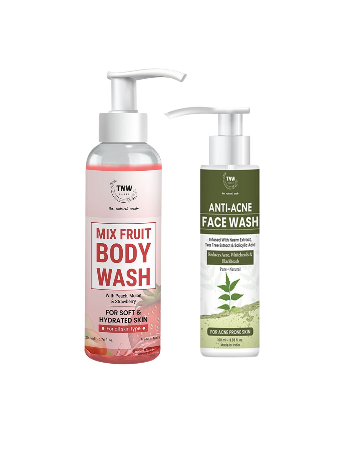 

TNW the natural wash Set of Mix Fruit Body Wash & Anti-Acne Face Wash, Off white