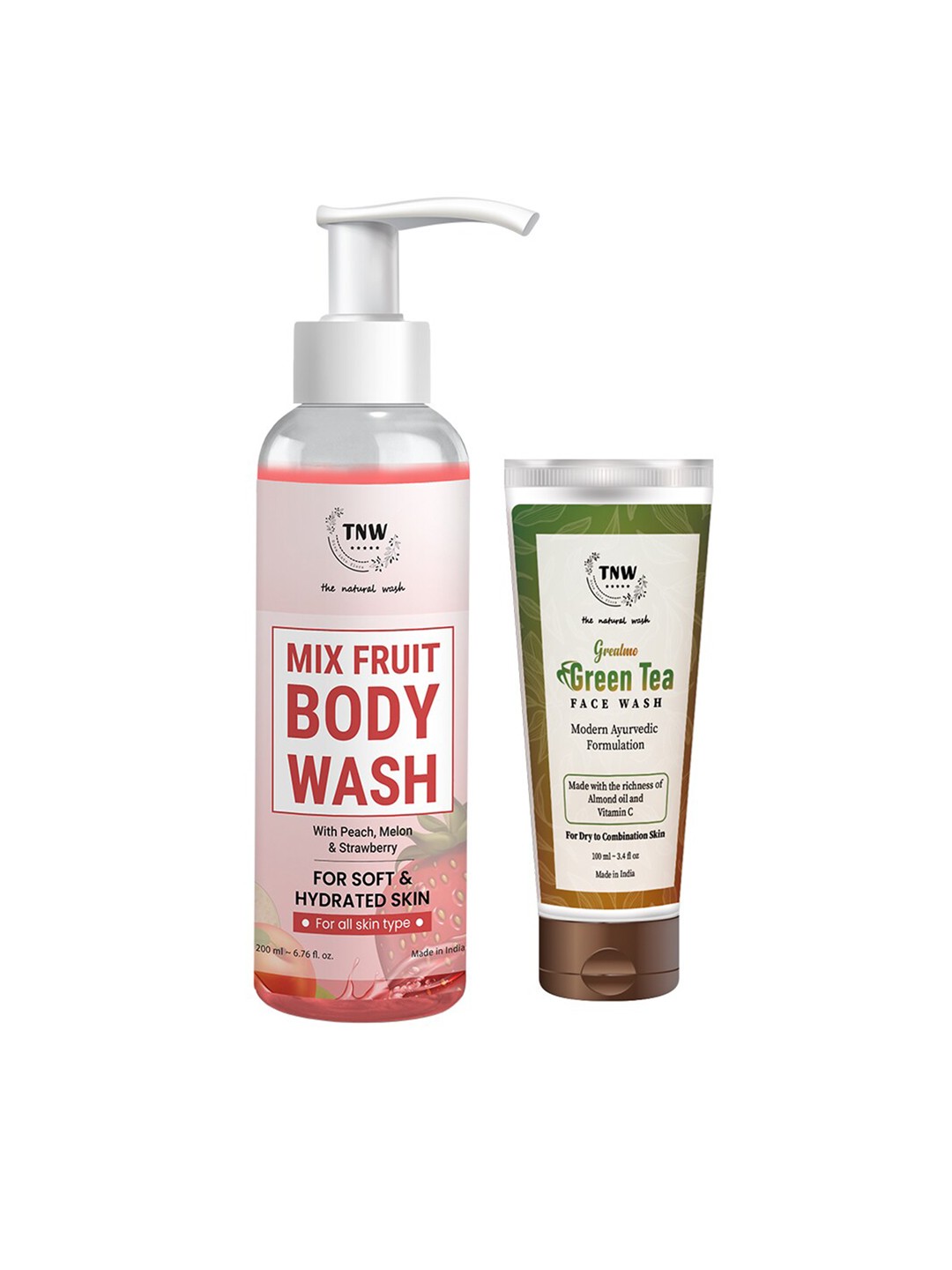 

TNW the natural wash Set of Mix Fruit Body Wash & Green Tea Face Wash, Off white