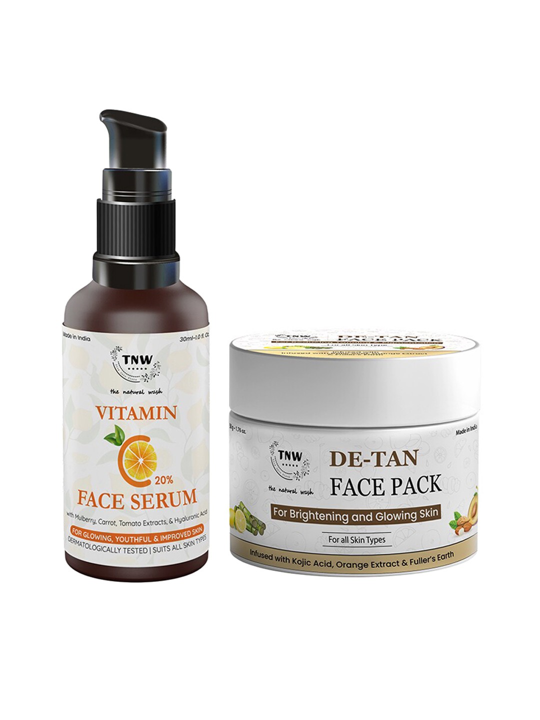 

TNW the natural wash Set of De-Tan Face Pack & Vitamin C Face Serum, Off white