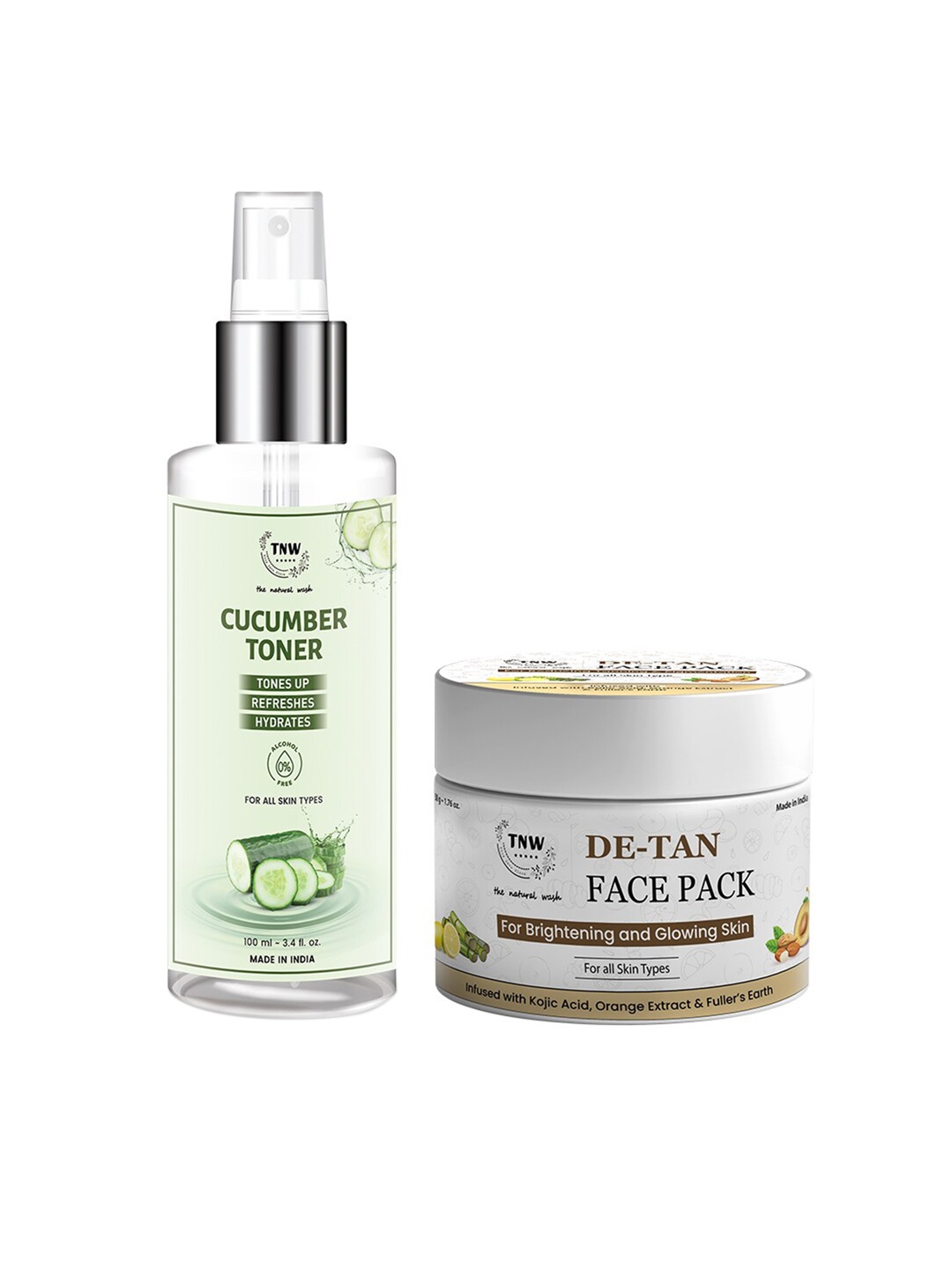 

TNW the natural wash Set of De-Tan Face Pack & Cucumber Toner, Off white