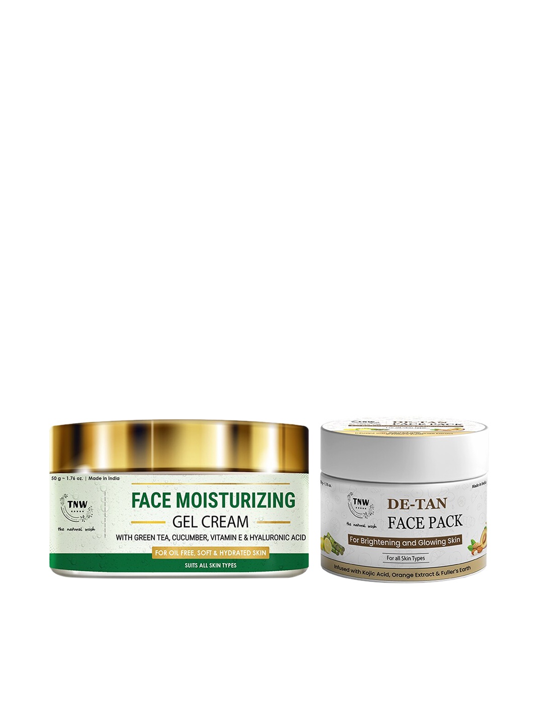 

TNW the natural wash Set of De-Tan Face Pack & Face Moisturizing Gel Cream - 50g each, Off white