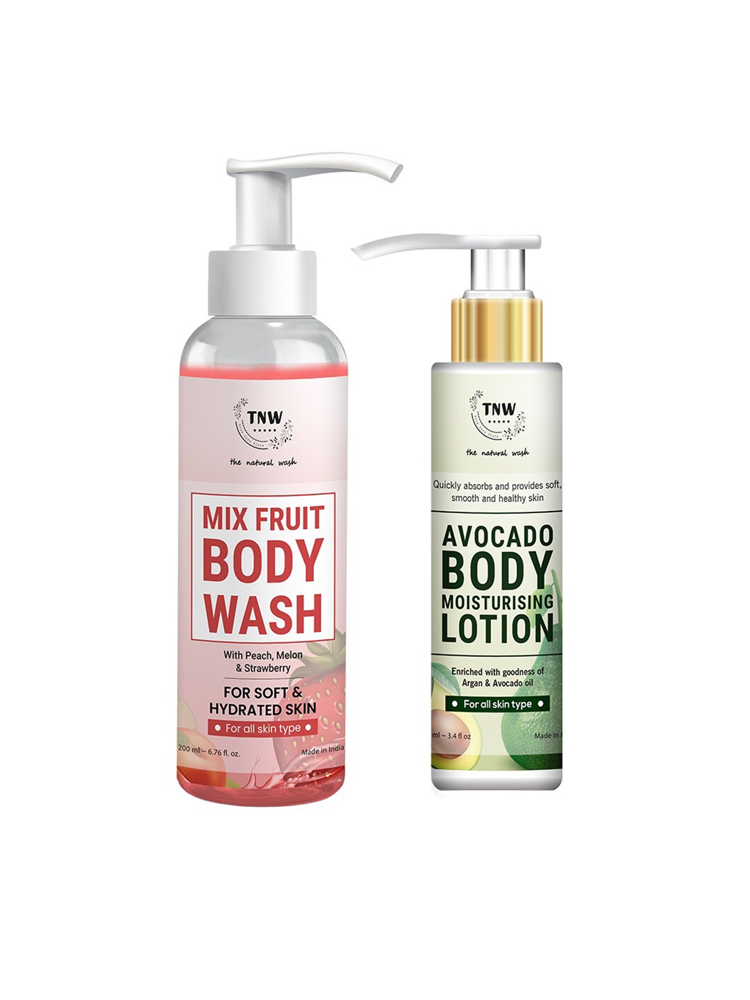 

TNW the natural wash Set of Mix Fruit Body Wash & Avocado Body Lotion, Off white