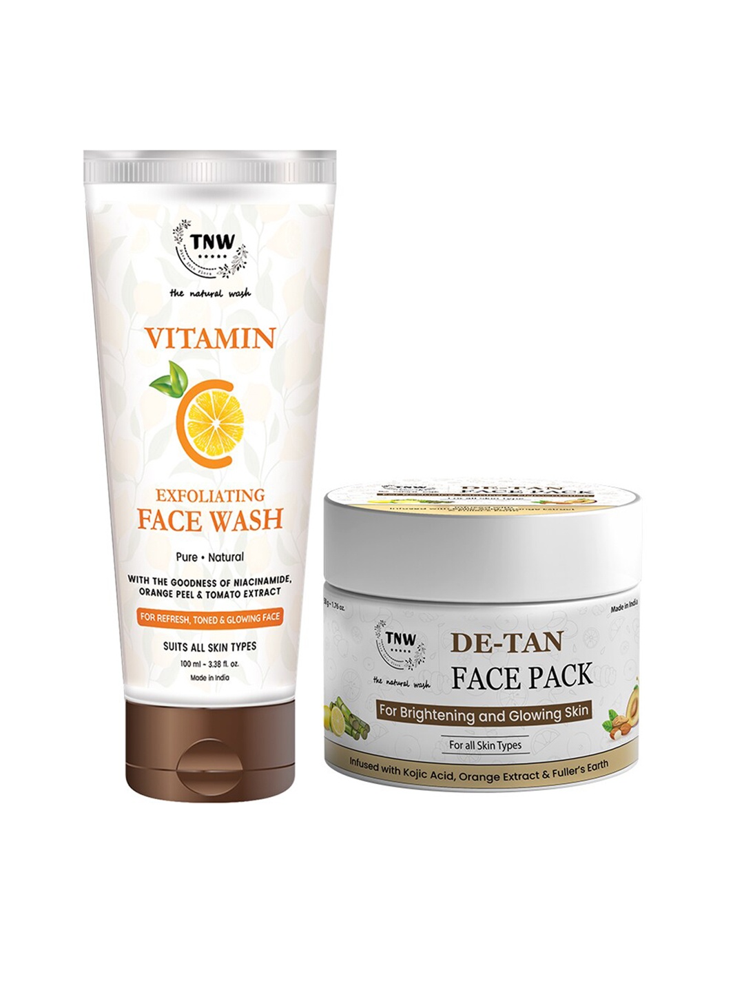 

TNW the natural wash Set of De-Tan Face Pack & Vitamin C Exfoliating Face Wash, Off white