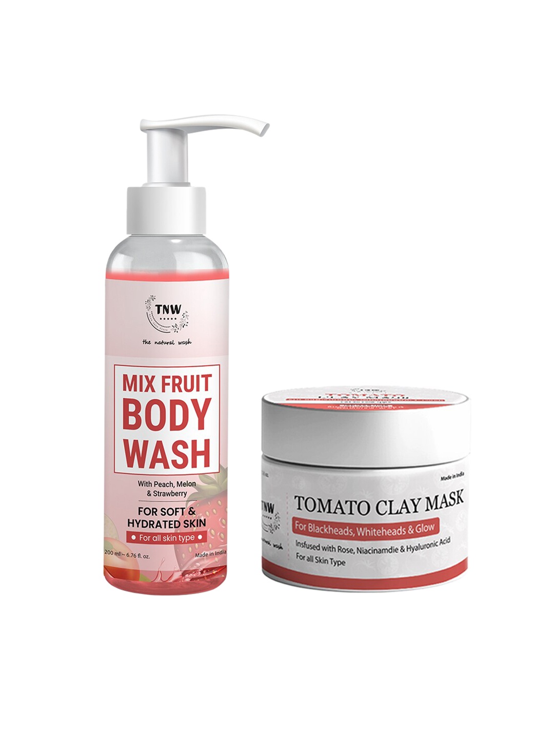

TNW the natural wash Set of Tomato Clay Mask & Mix Fruit Body Wash, Red