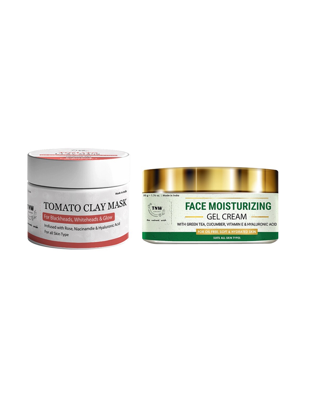 

TNW the natural wash Set of Tomato Clay Mask & Face Moisturizing Gel Cream - 50 gm Each, White