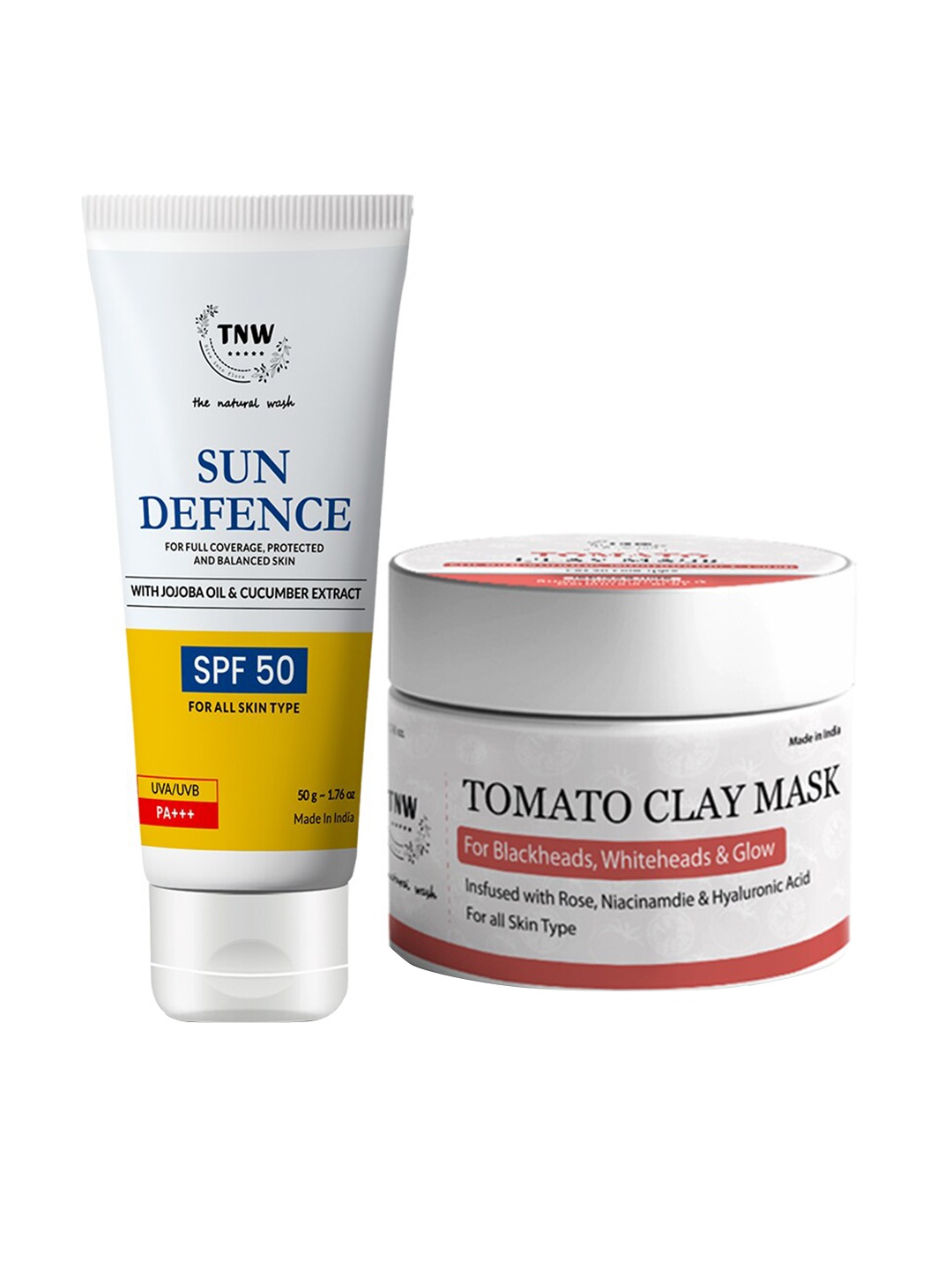 

TNW the natural wash Set of Tomato Clay Mask & Sun Defence SPF Cream, White