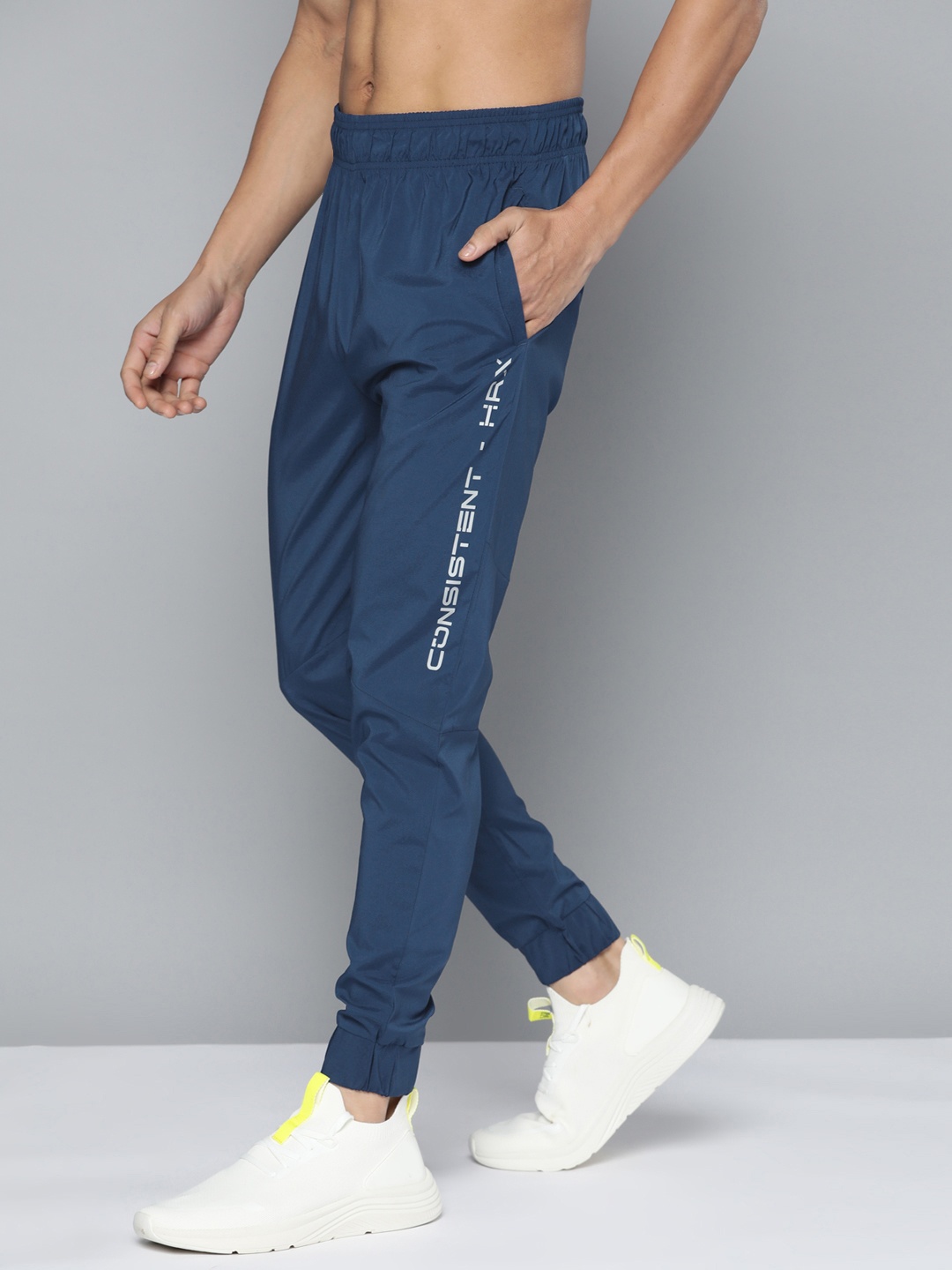 

HRX By Hrithik Roshan Training Men Estate Blue Rapid-Dry Solid Track Pants, Navy blue