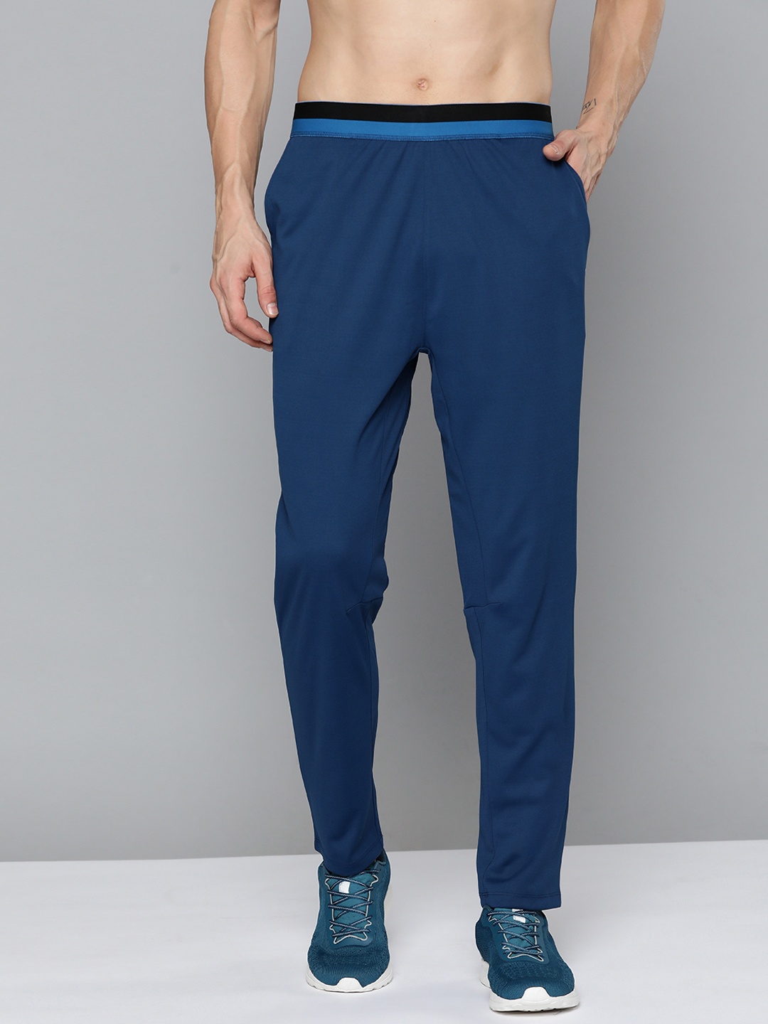 

HRX By Hrithik Roshan Training Men Estate Blue Rapid-Dry Solid Track Pants, Navy blue