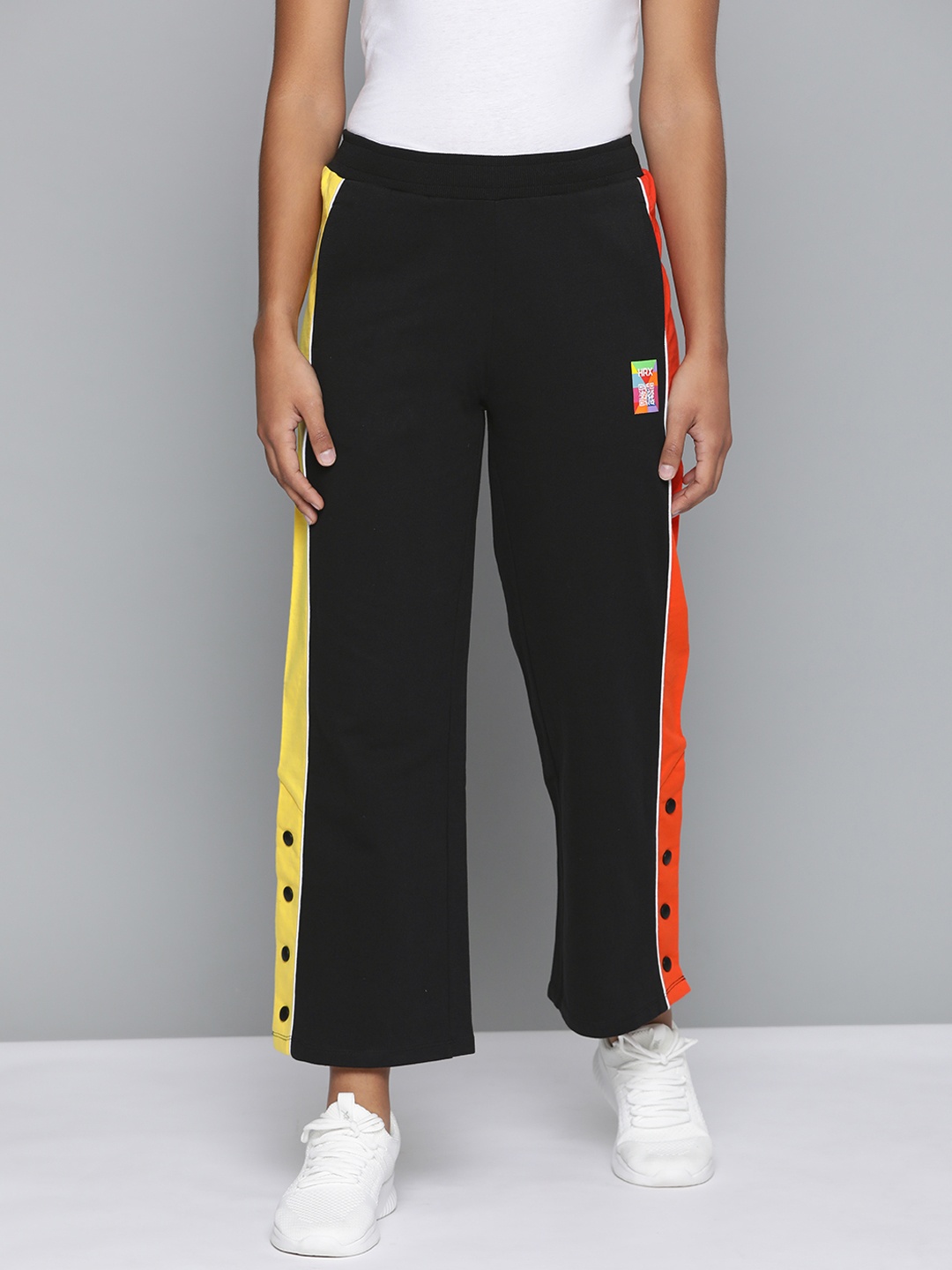 

HRX by Hrithik Roshan Women Black Colourblocked Track Pants