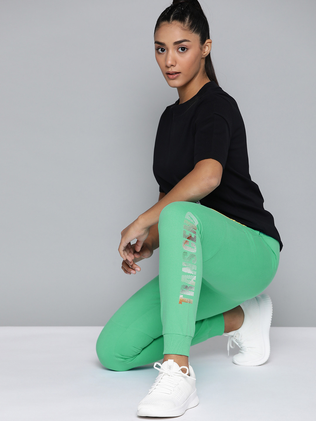 

HRX by Hrithik Roshan Women Sea Green Printed Joggers