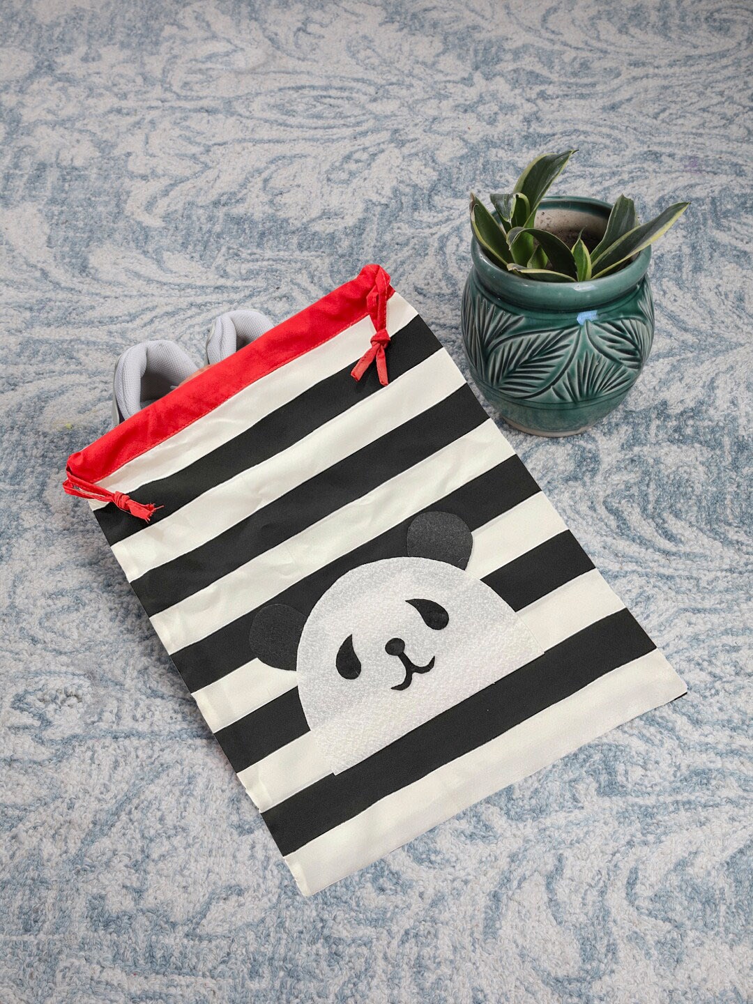 

Kids Clan Set Of 2 Red & Black Striped Panda Shoe Cover