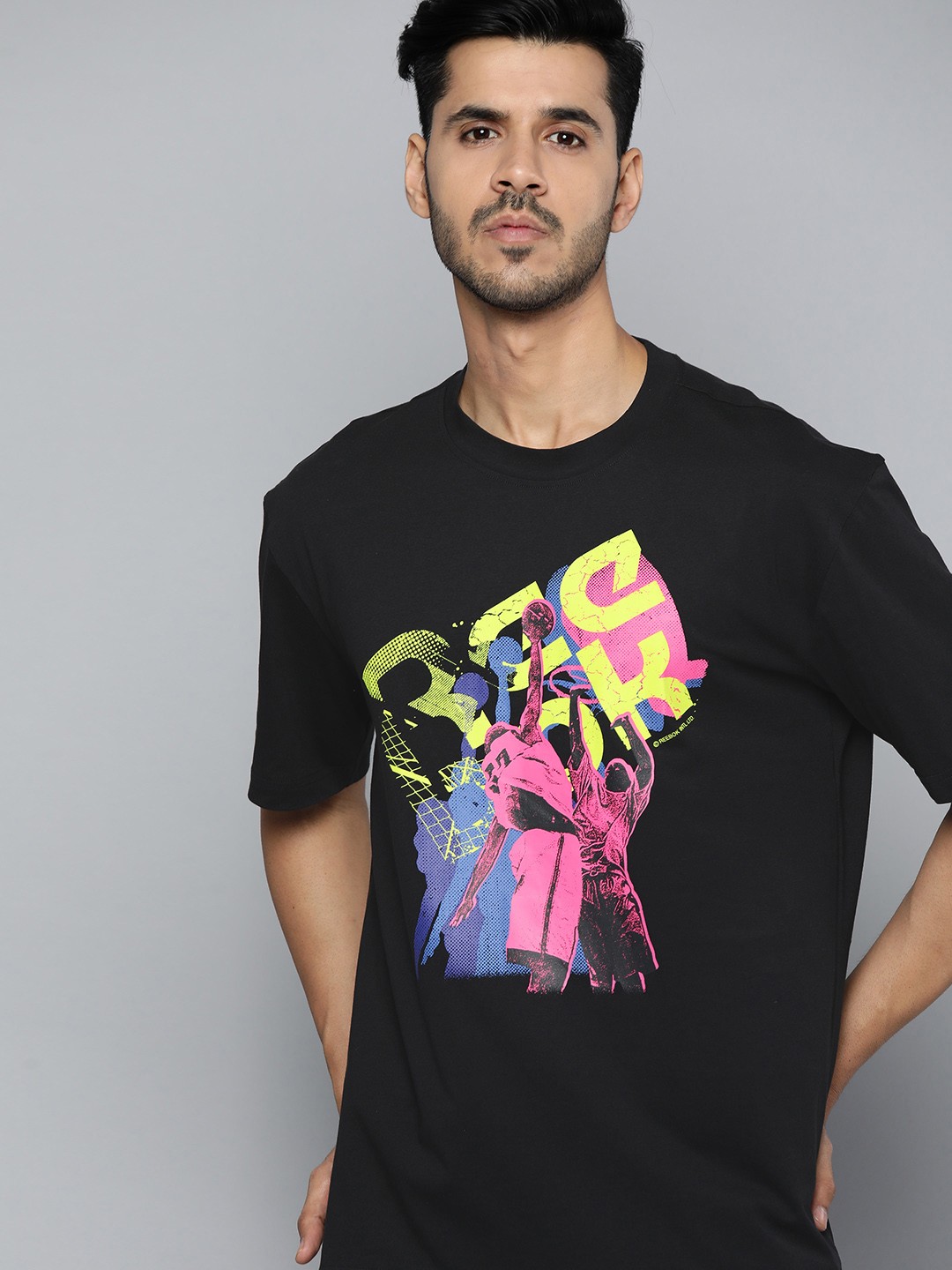

Reebok Classic Unisex Black & Pink Pure Cotton Typography Printed Training T-shirt