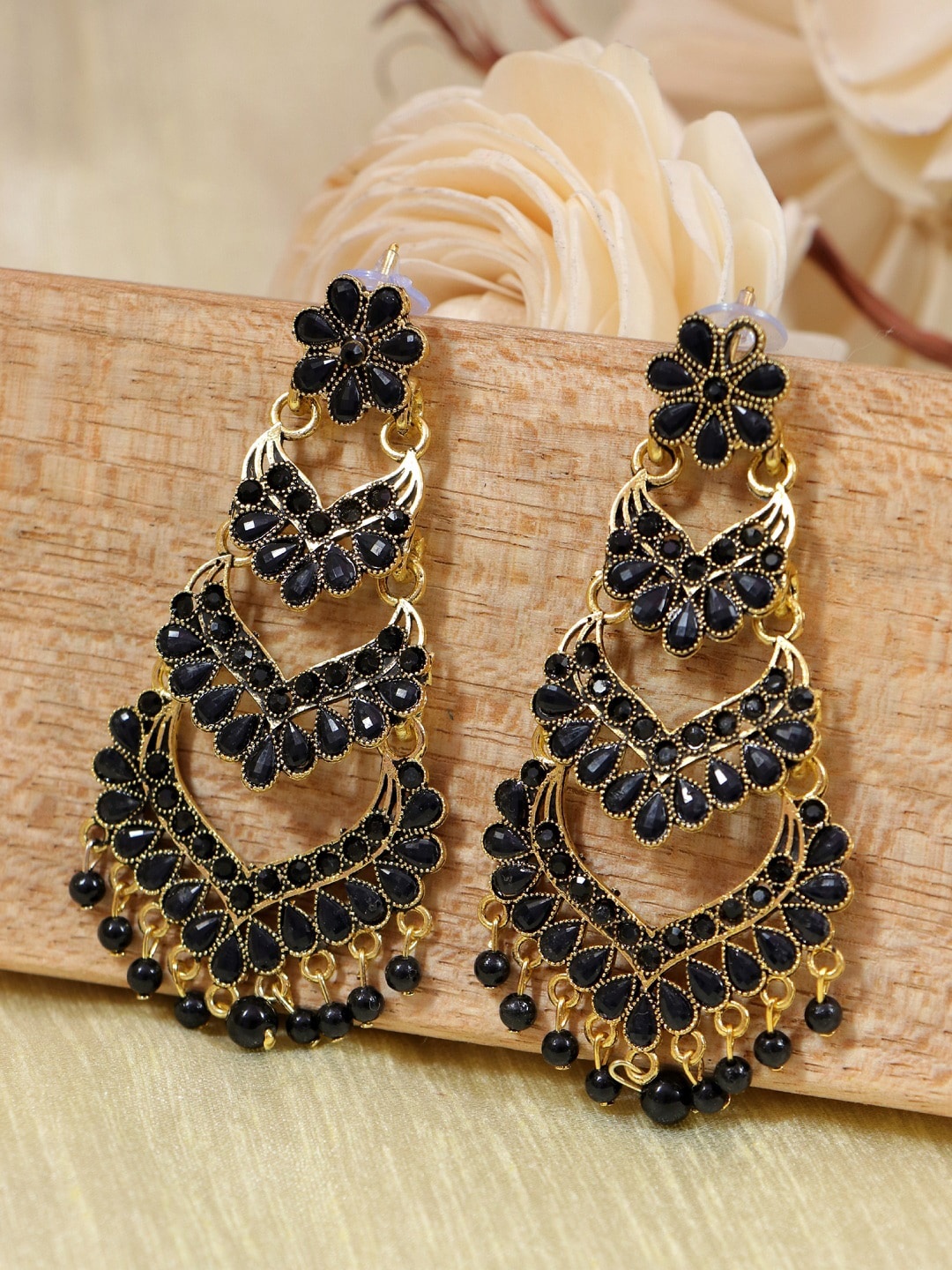 

Crunchy Fashion Black Contemporary Drop Earrings