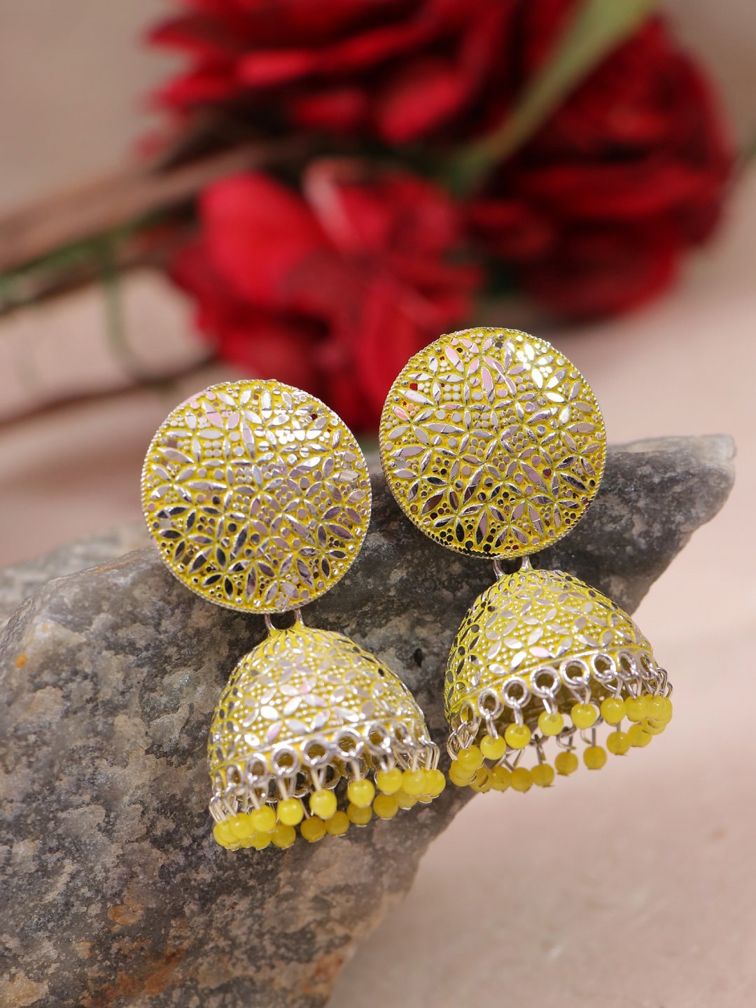 

Crunchy Fashion Yellow Contemporary Jhumkas Earrings