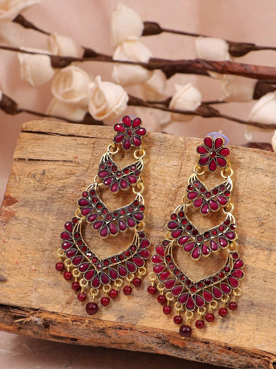 

Crunchy Fashion Maroon Contemporary Chandbalis Earrings