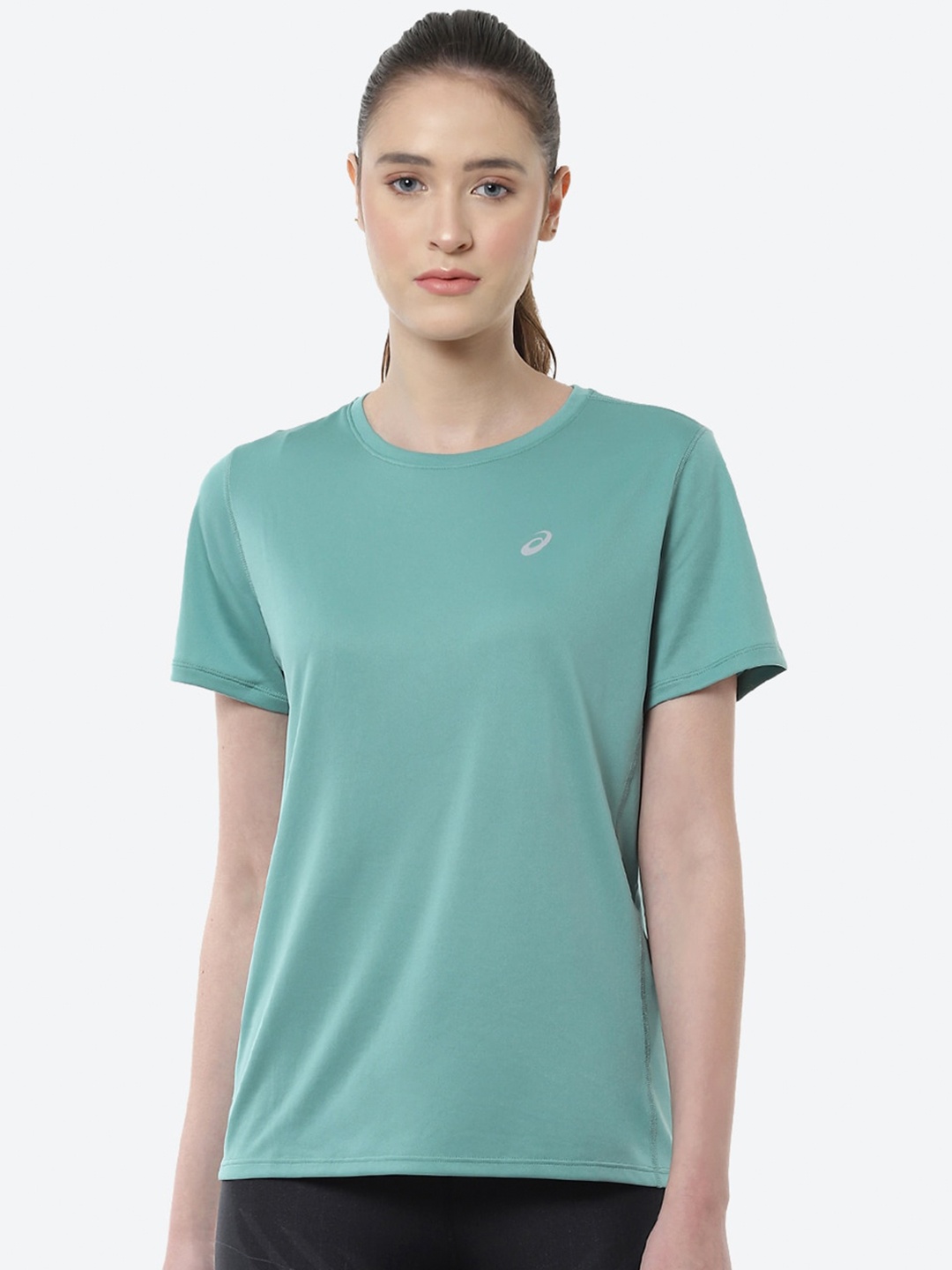 

ASICS Women Green KATAKANA SS Running T-shirt