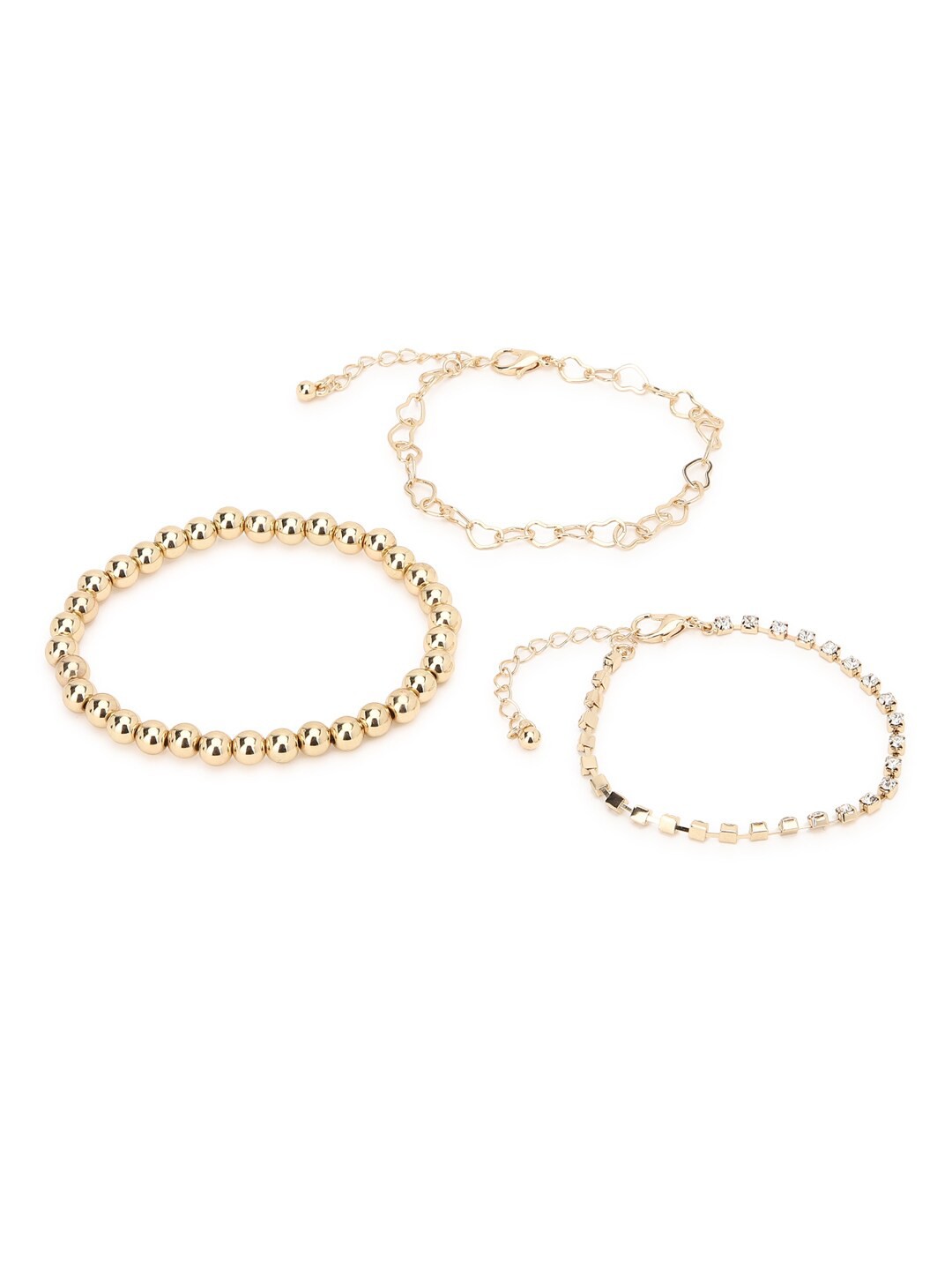 

FOREVER 21 Women Gold-Toned Brass Link Bracelet Set Of 3