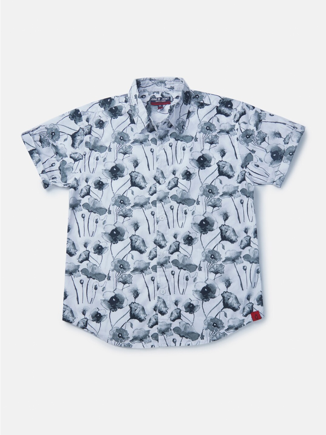 

Gini and Jony Boys Grey Floral Printed Cotton Casual Shirt