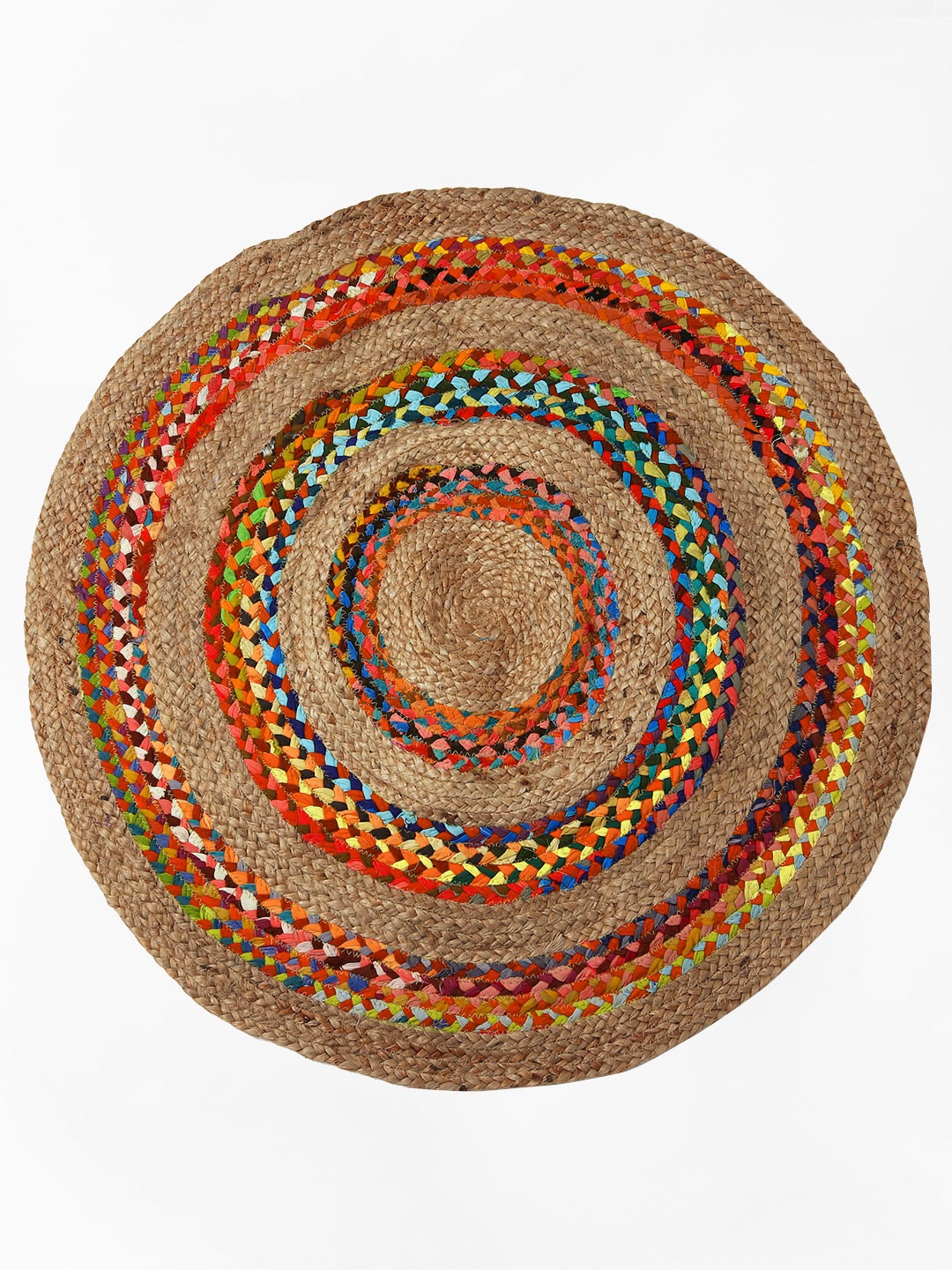 

HABERE INDIA Multicolor Hand Woven Jute Carpet, Multi
