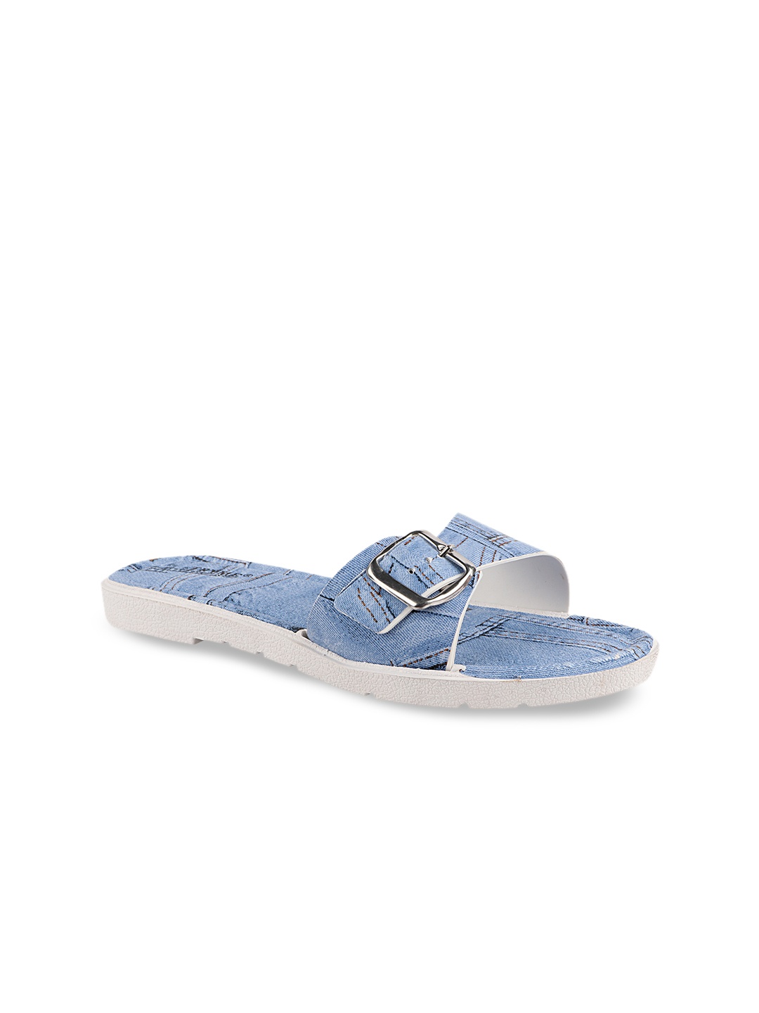 

Try Me Women Navy Blue Open Toe Flats with Buckles