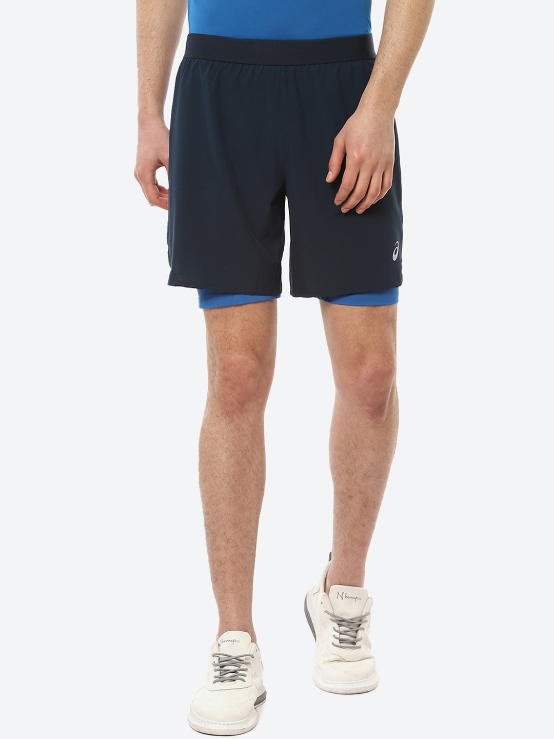 

ASICS Men Blue Regular-Fit Sports Running Shorts ROAD 2-N-1 7IN