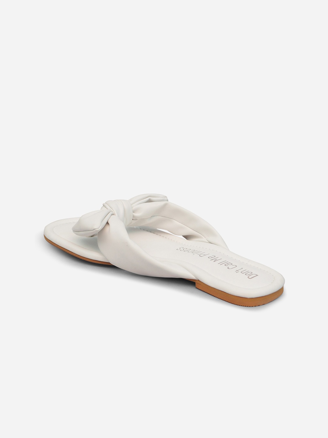 

Dont Call Me Princess Women White Open Toe Flats with Bows