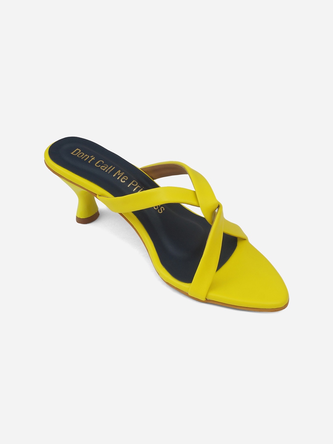 

Don't Call Me Princess Yellow Colourblocked Kitten Mules