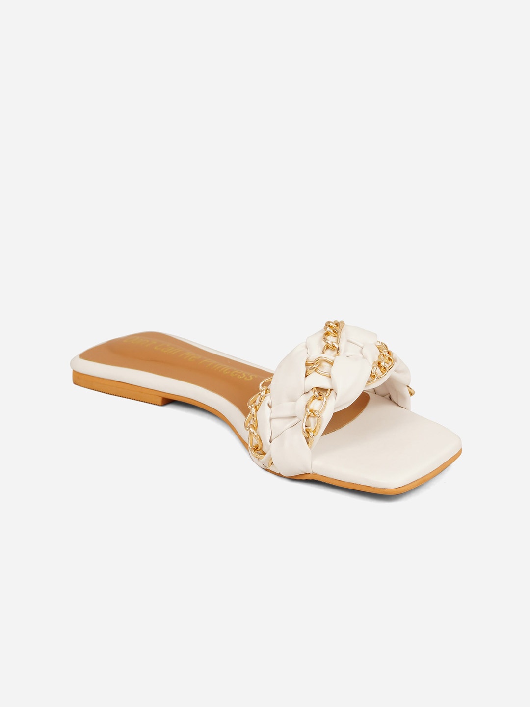 

Don't Call Me Princess Women White Embellished Open Toe Flats