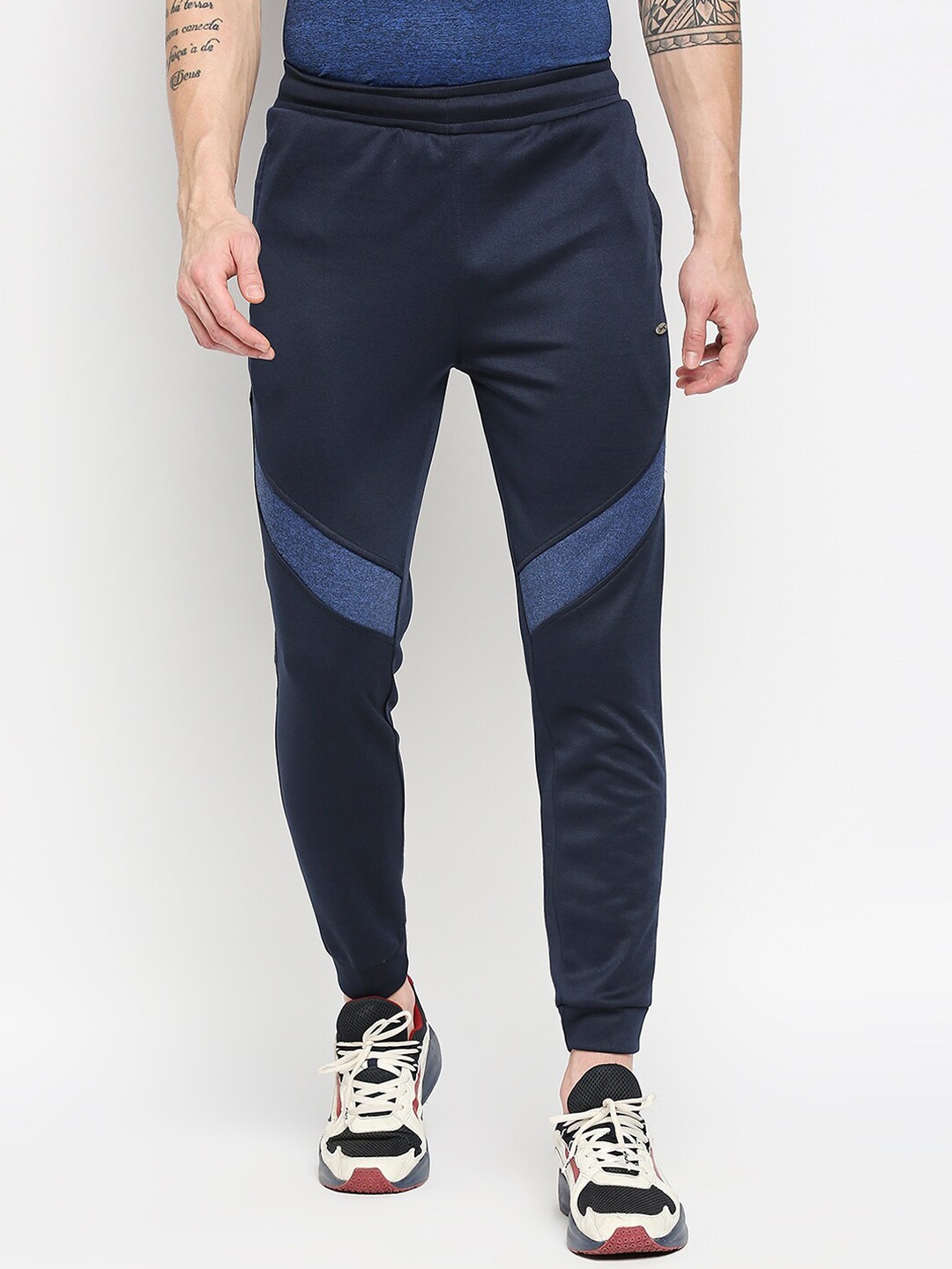 

Black Panther Men Navy Blue Slim Fit Colourblocked Running Joggers