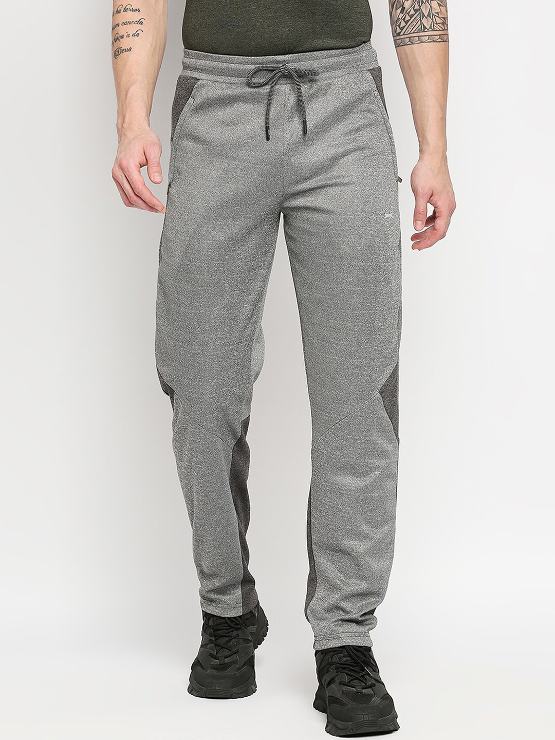 

Black Panther Men Grey Melange Colourblocked Slim-Fit Acti-Fit Track Pants