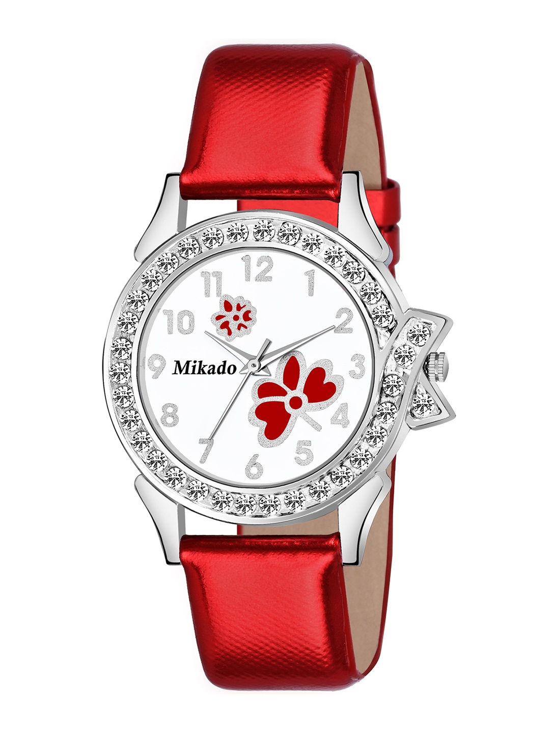 

Mikado Women White Brass Printed Dial & Red Leather Straps Analogue Watch SK 1112