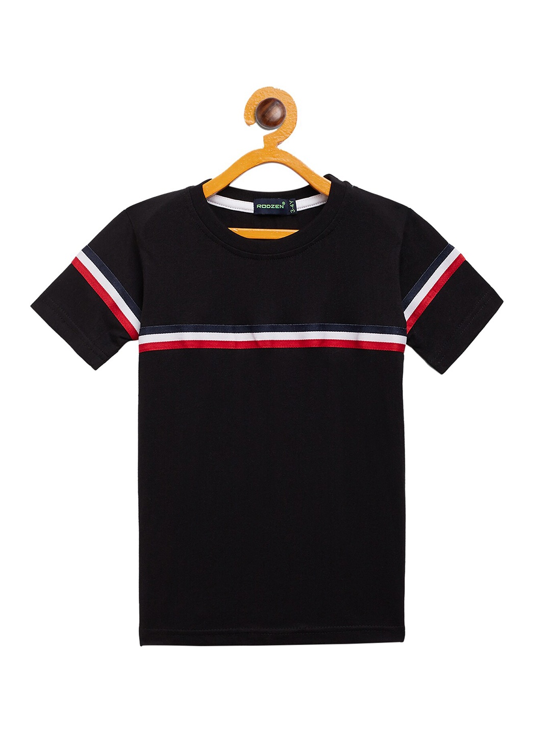 

Rodzen Boys Black & Red Striped T-shirt