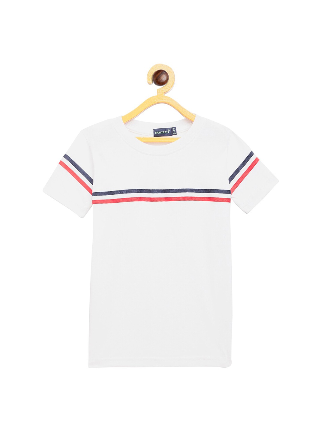 

Rodzen Boys White & Red Striped T-shirt