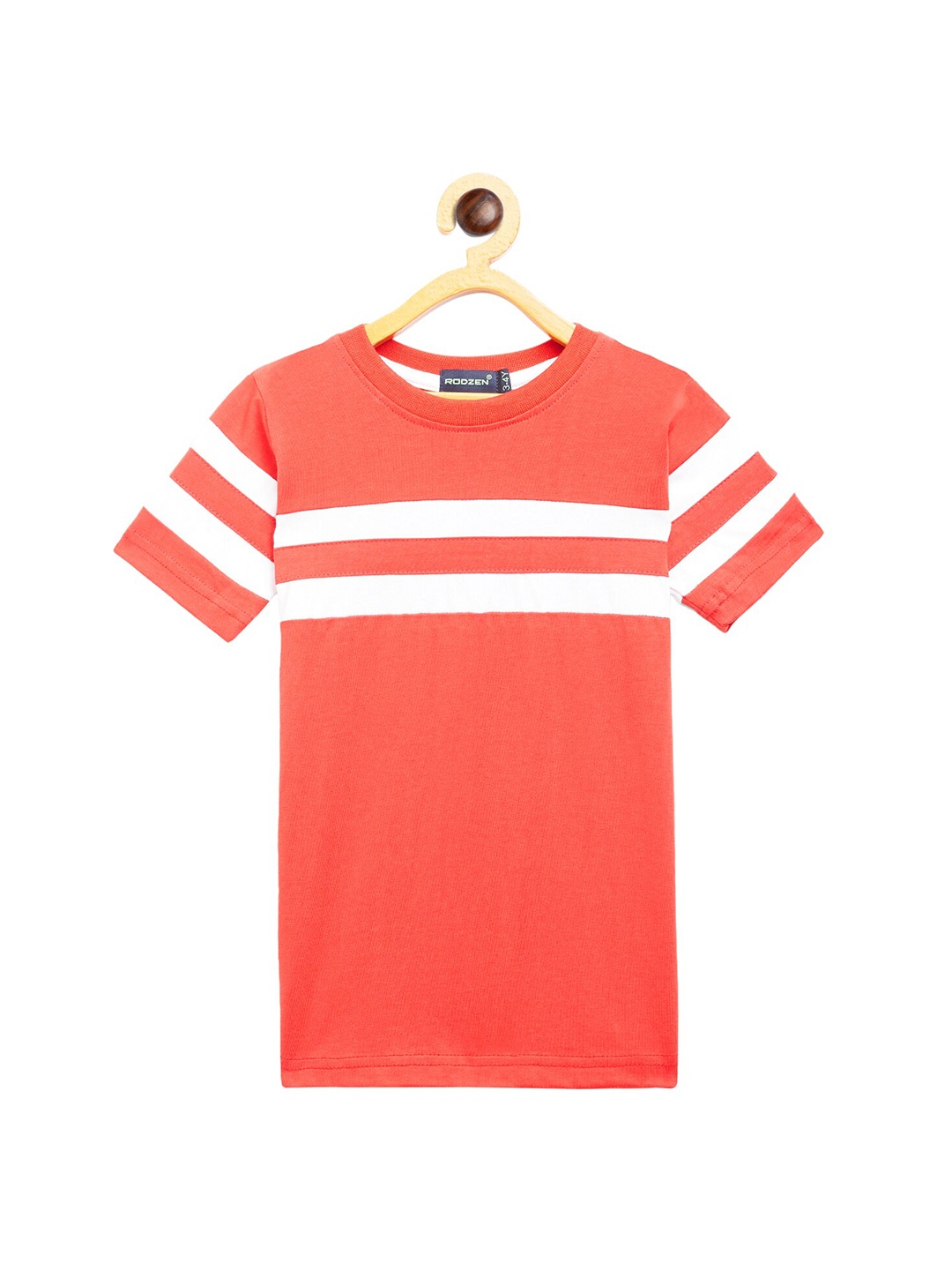 

Rodzen Boys Red & White Colourblocked Cotton T-shirt