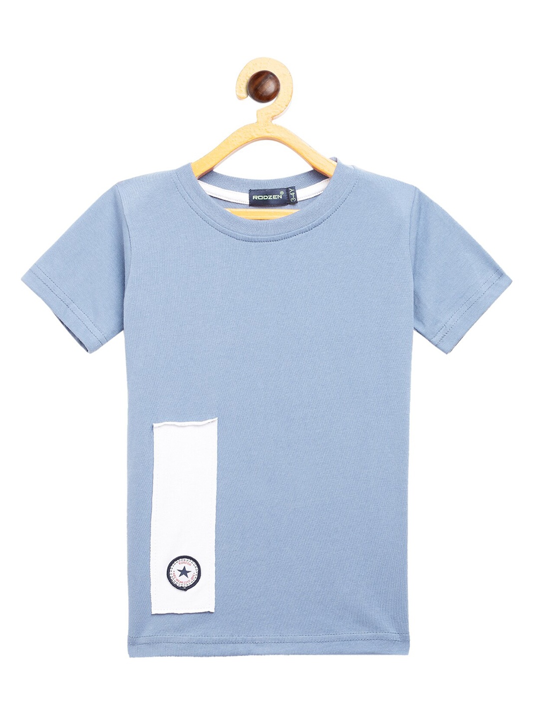 

Rodzen Boys Blue Applique Pure Cotton T-shirt