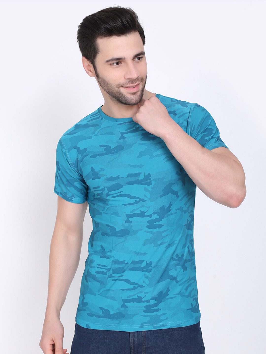 

Camey Men Turquoise Blue Printed T-shirt