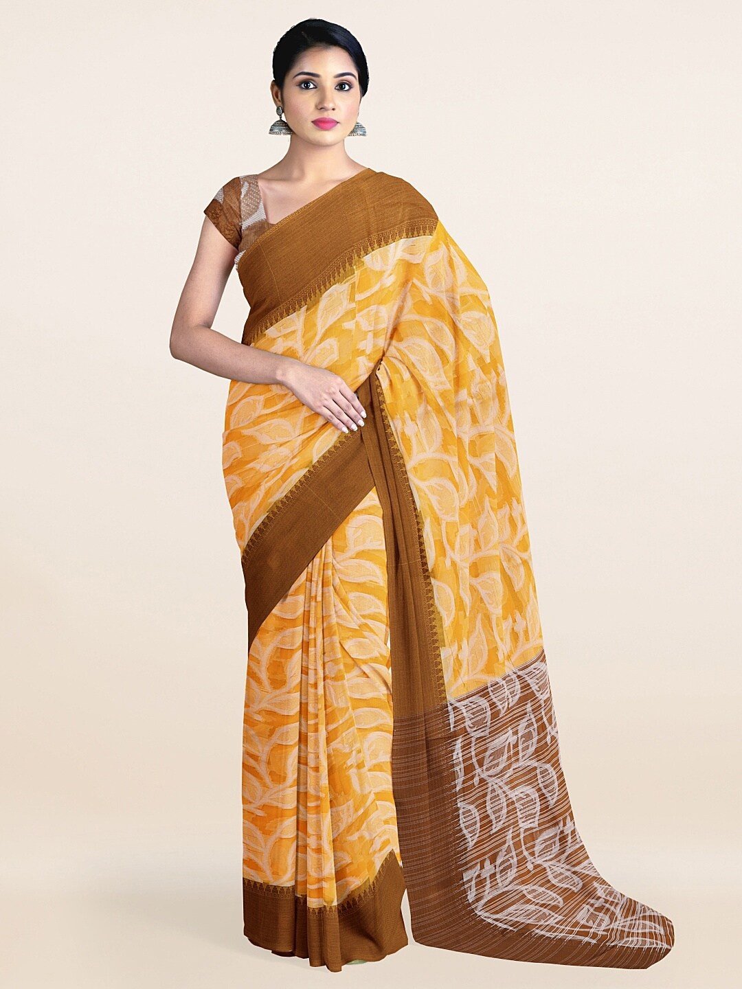 

Pothys Yellow & Brown Woven Design Saree